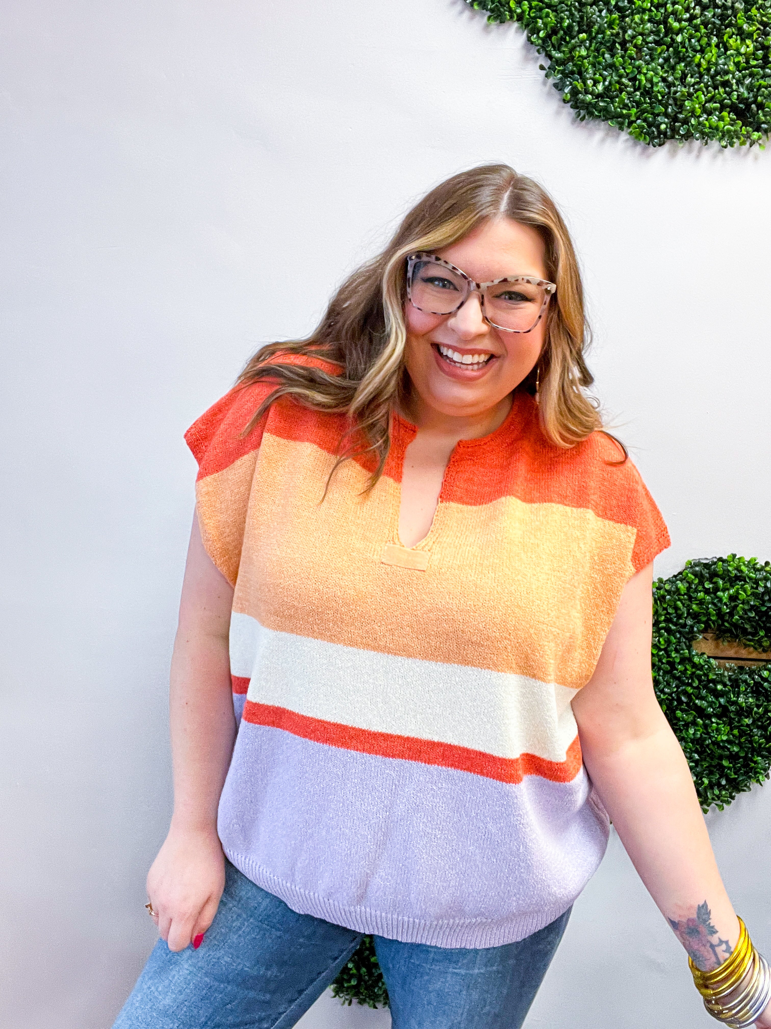 Sunset Stripes Knit Vest Top