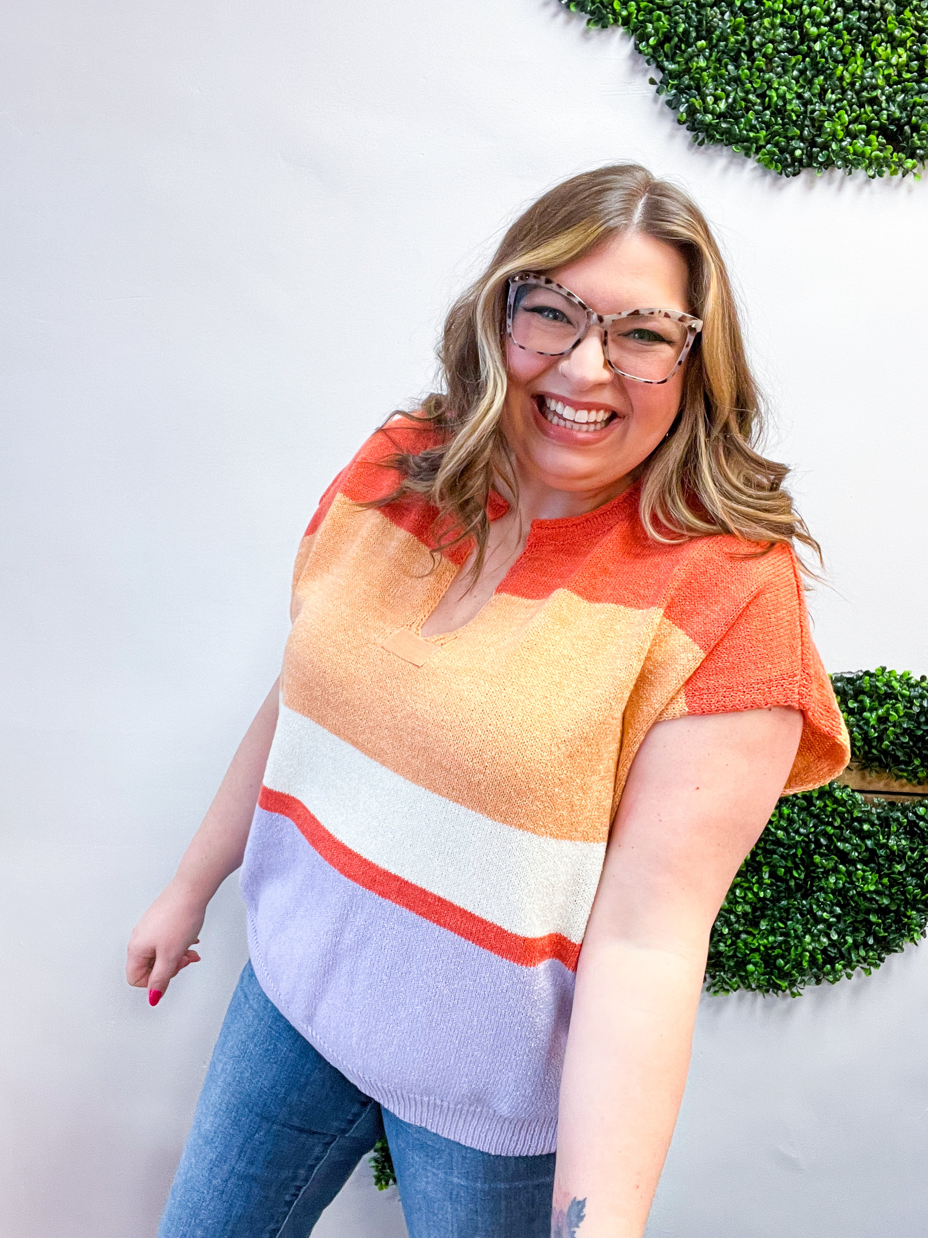 Sunset Stripes Knit Vest Top