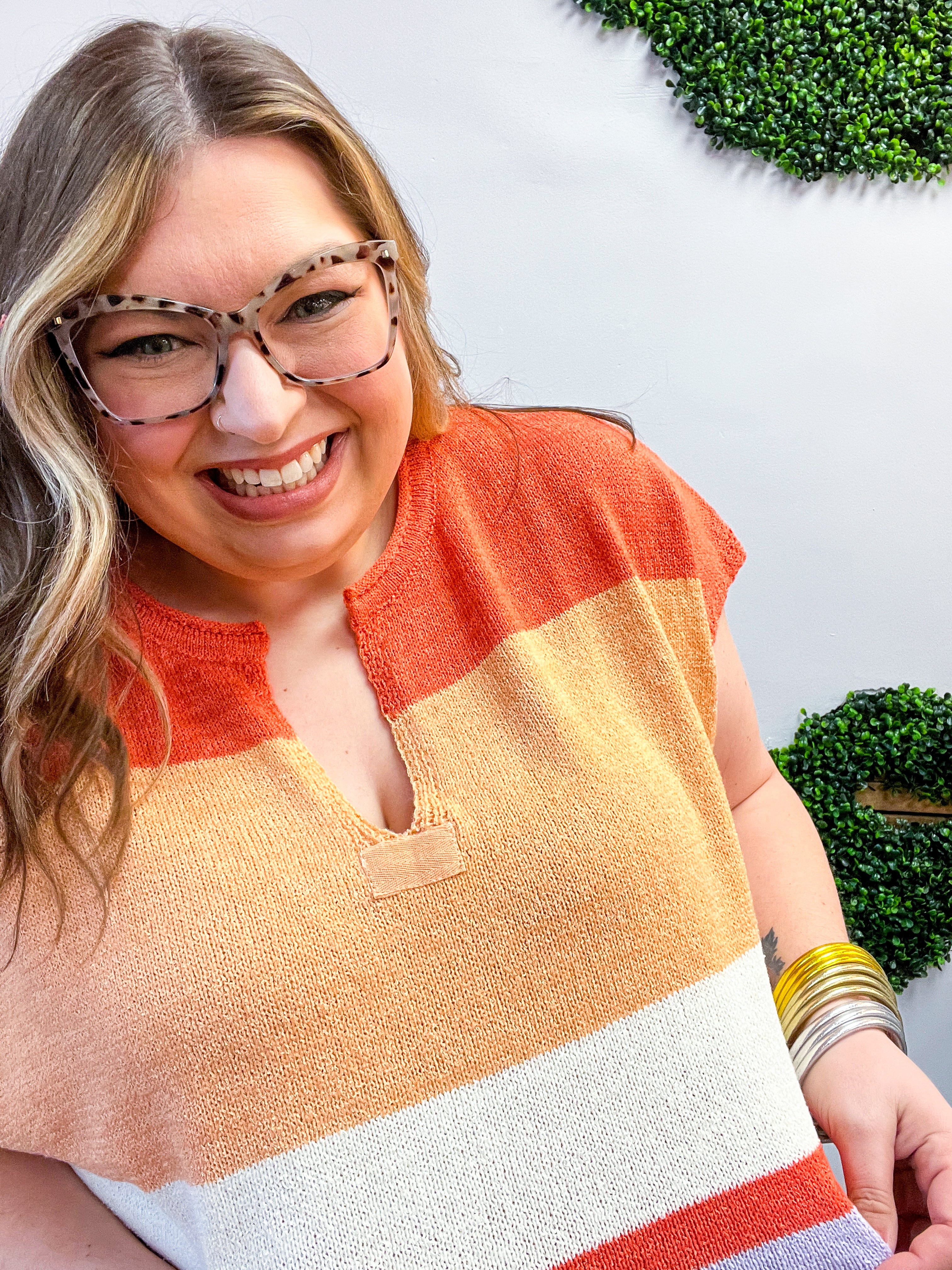 Sunset Stripes Knit Vest Top