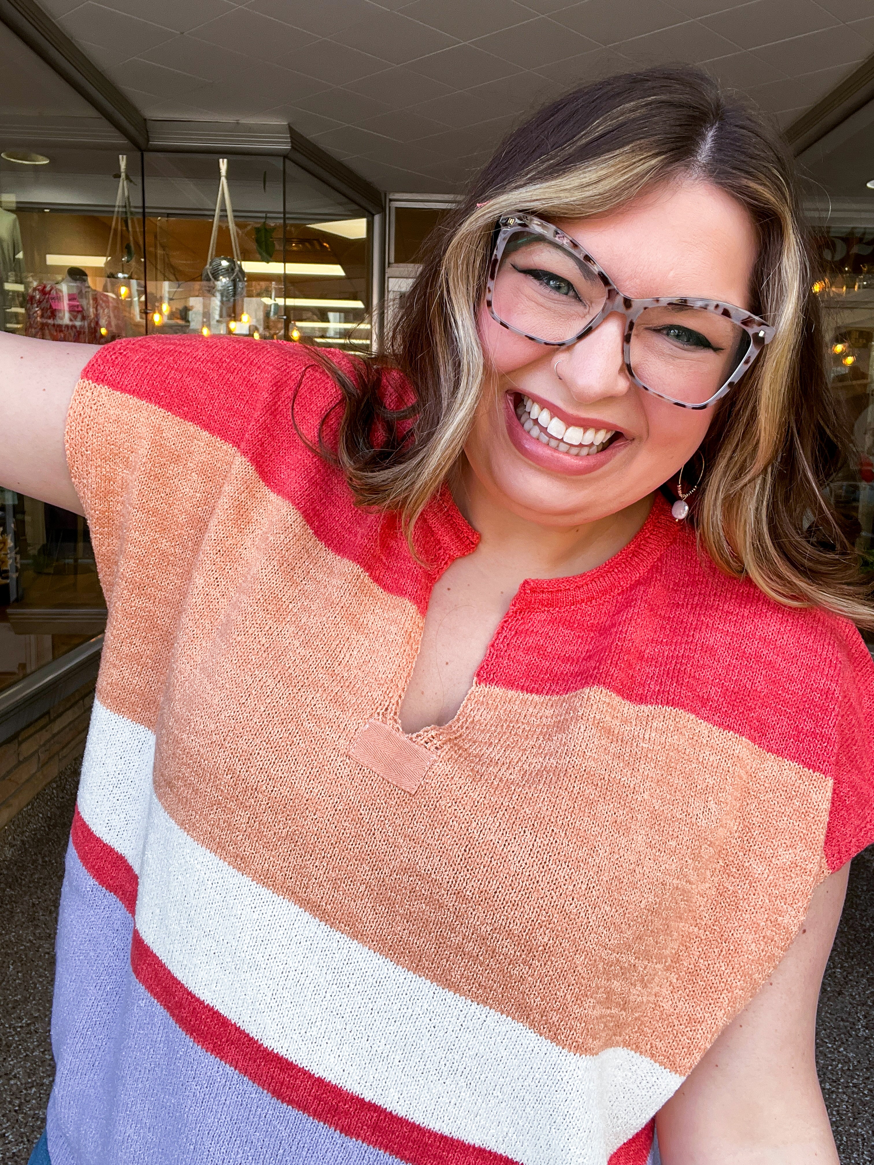 Sunset Stripes Knit Vest Top