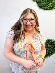 Sunny Days Floral Bow Top in Sky Blue