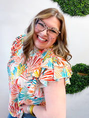 Paradise Palms Ruffle Blouse