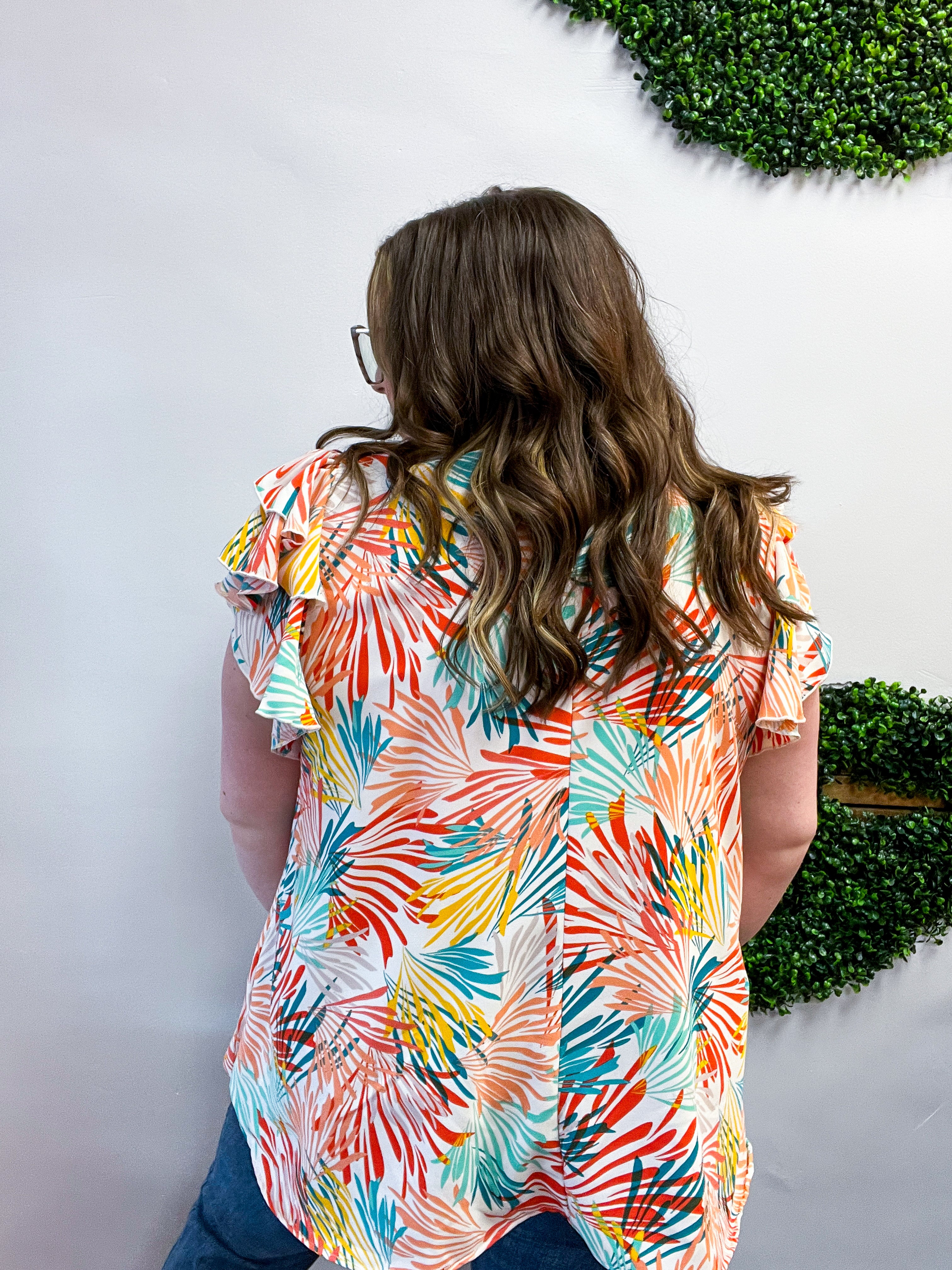 Paradise Palms Ruffle Blouse