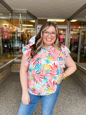 Paradise Palms Ruffle Blouse
