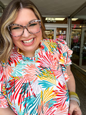 Paradise Palms Ruffle Blouse