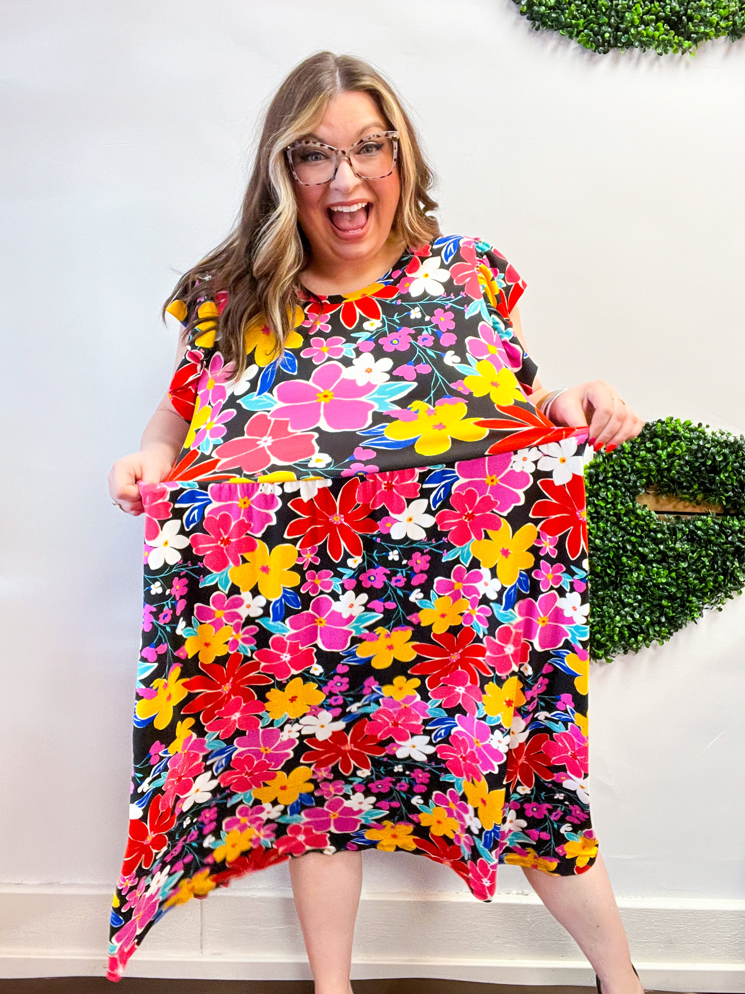 Electric Blooms Midi Dress