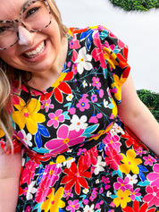 Electric Blooms Midi Dress