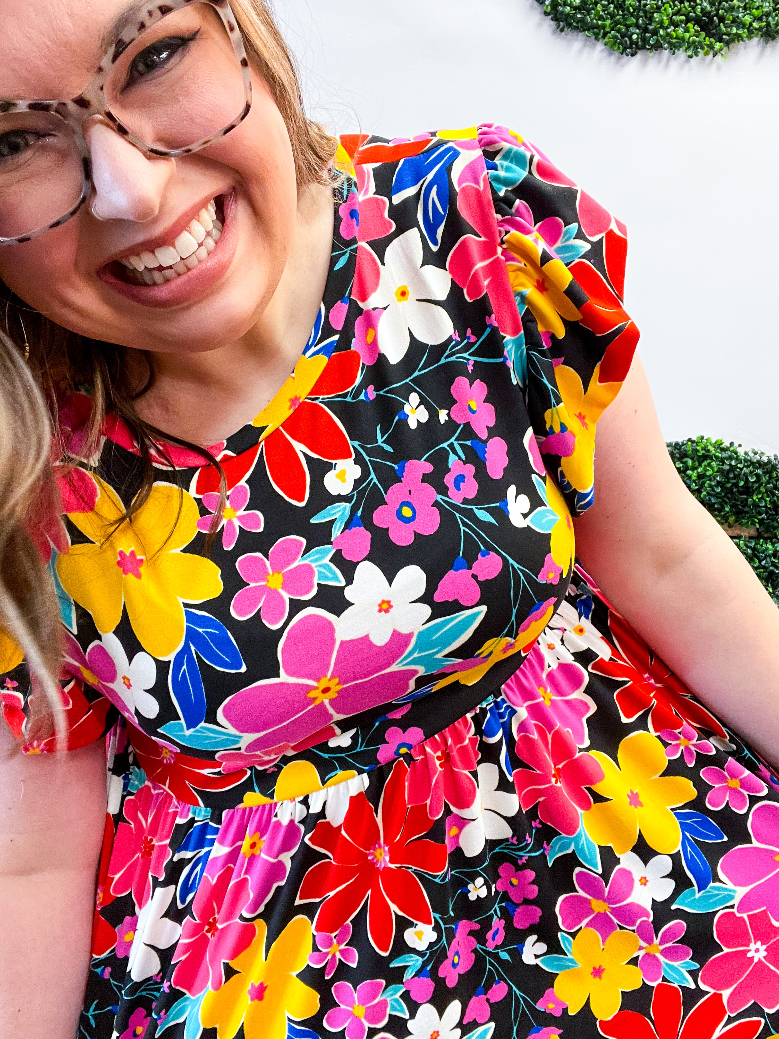 Electric Blooms Midi Dress