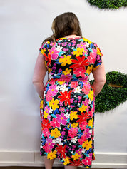 Electric Blooms Midi Dress