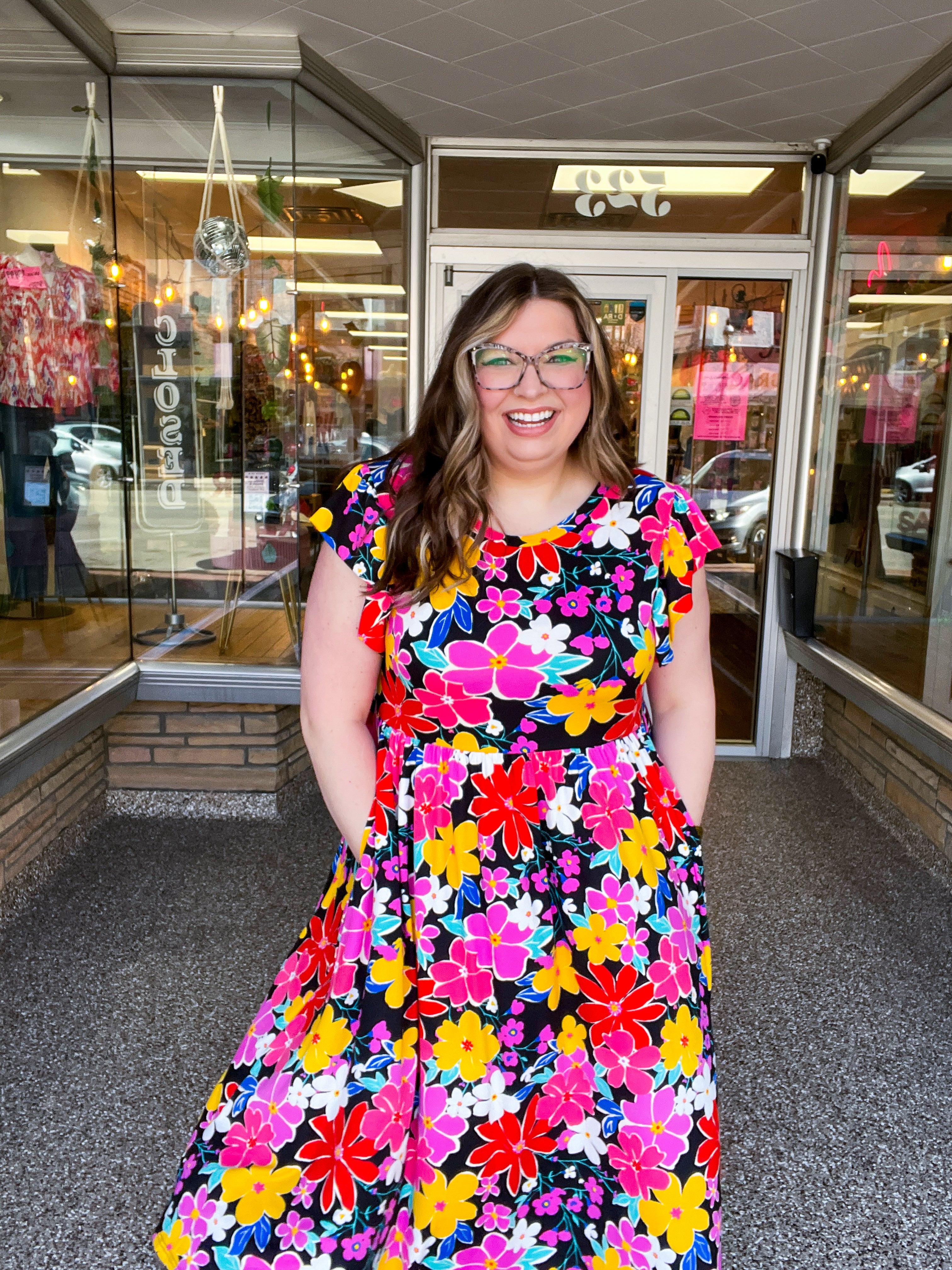 Electric Blooms Midi Dress