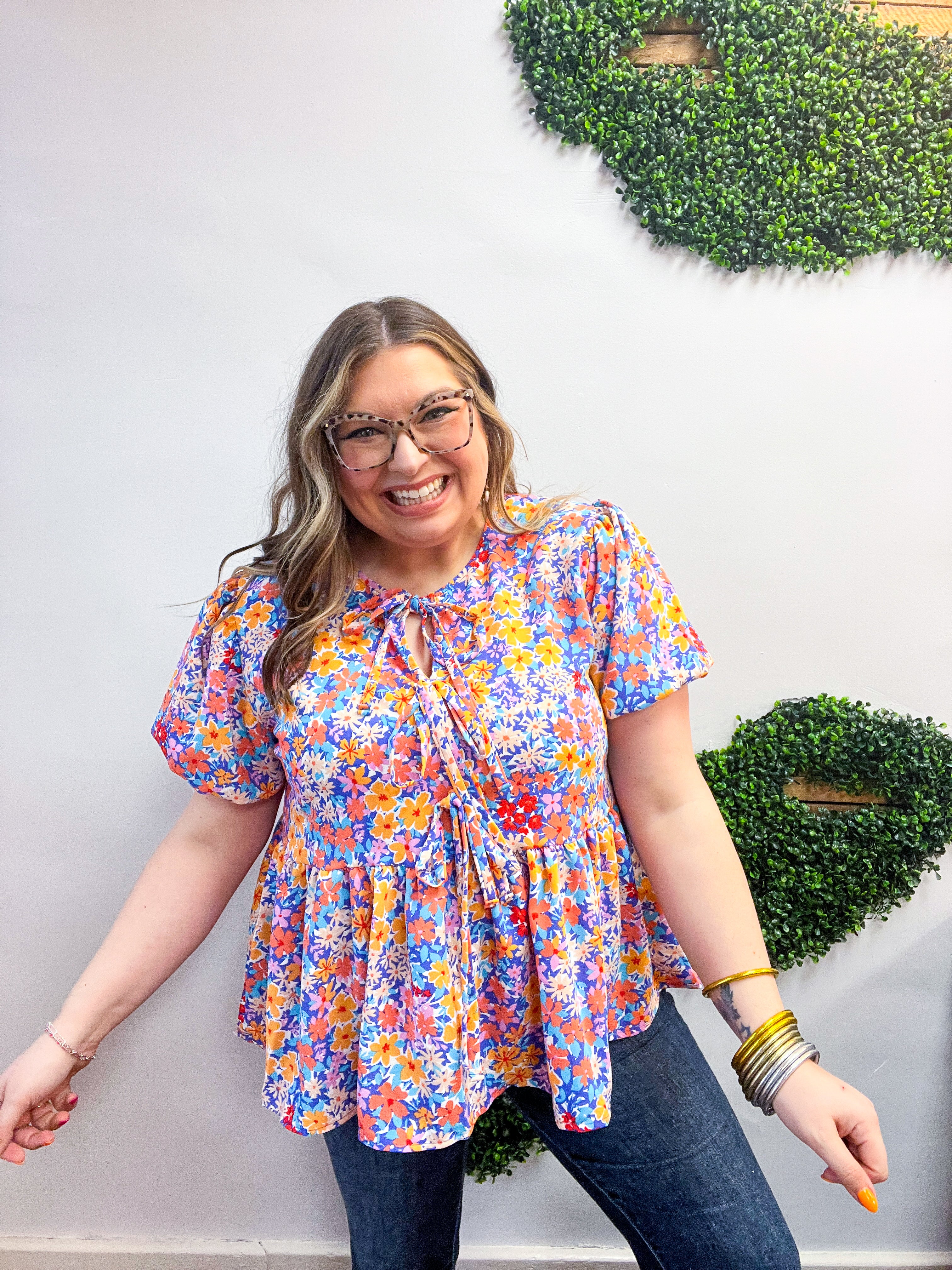 Sunset Petals Tie Blouse