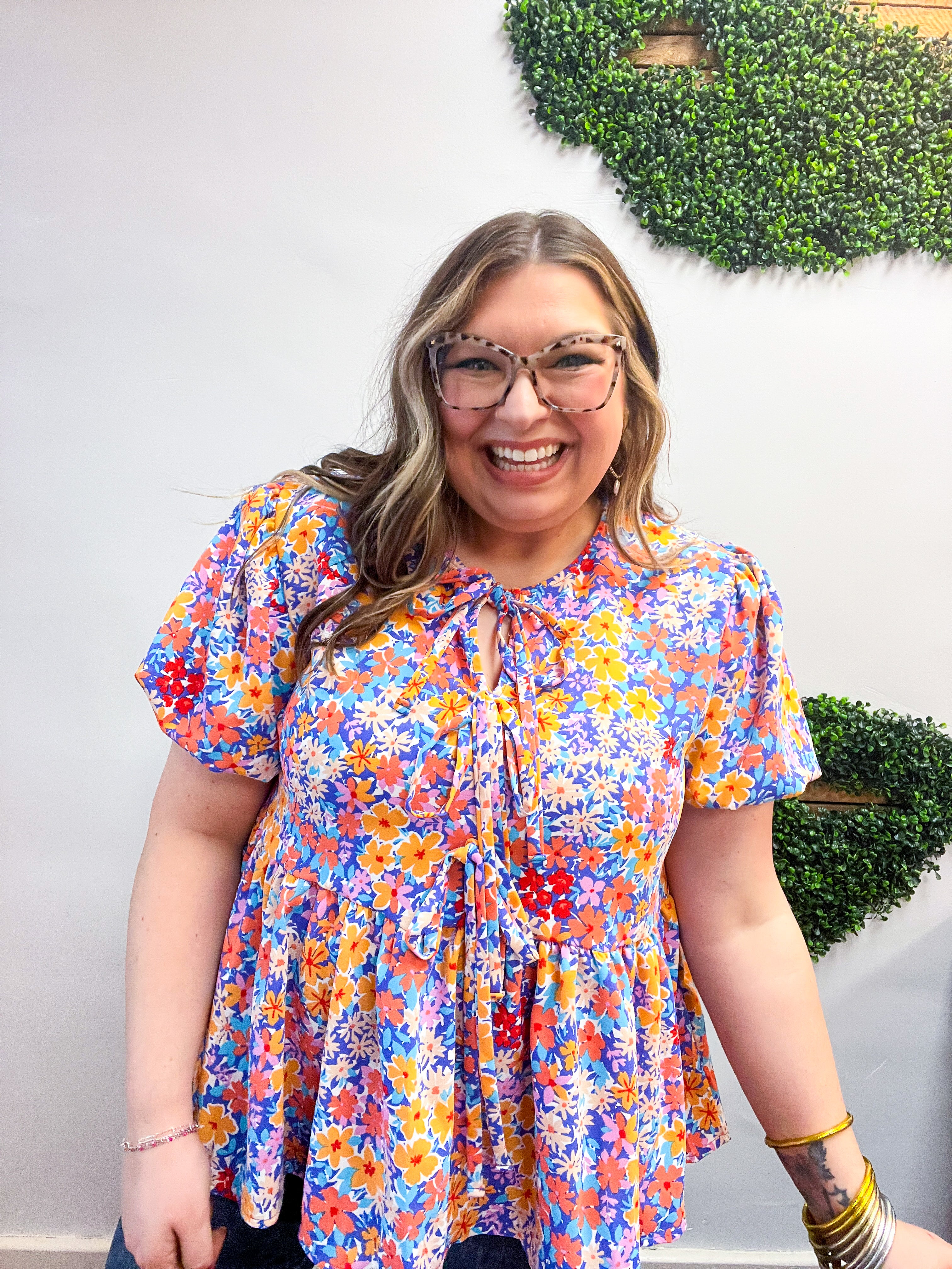 Sunset Petals Tie Blouse