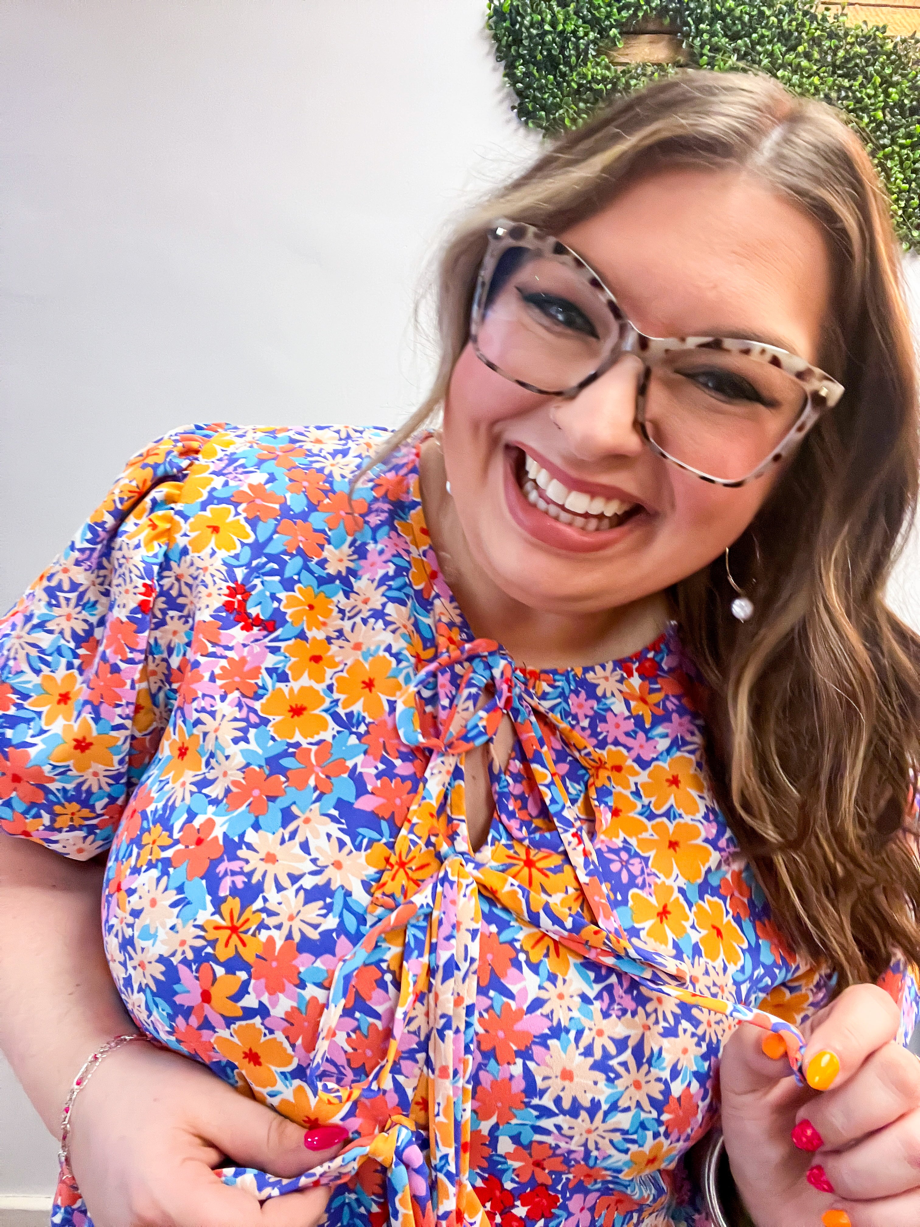Sunset Petals Tie Blouse