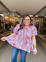 Sunset Petals Tie Blouse