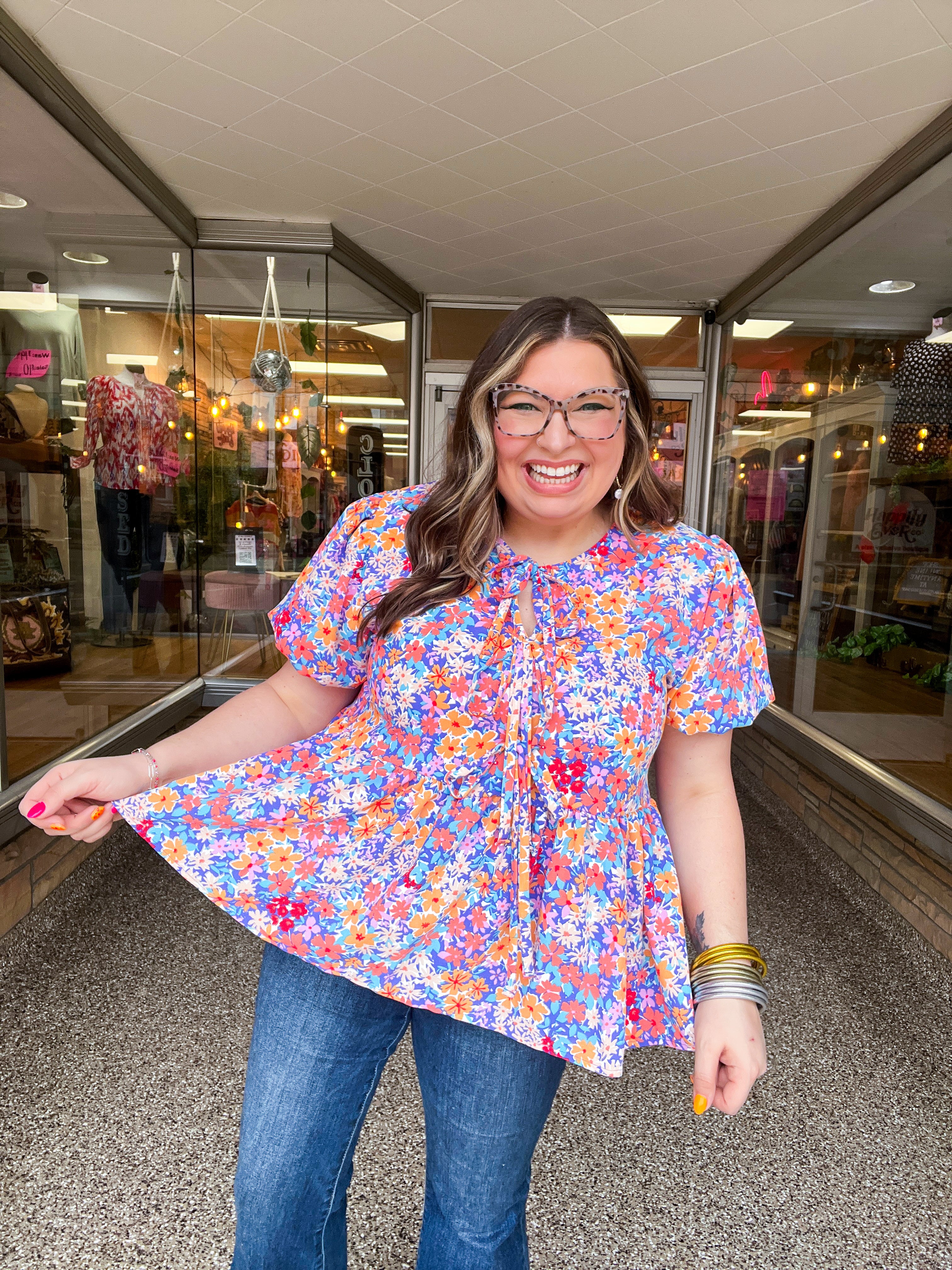 Sunset Petals Tie Blouse