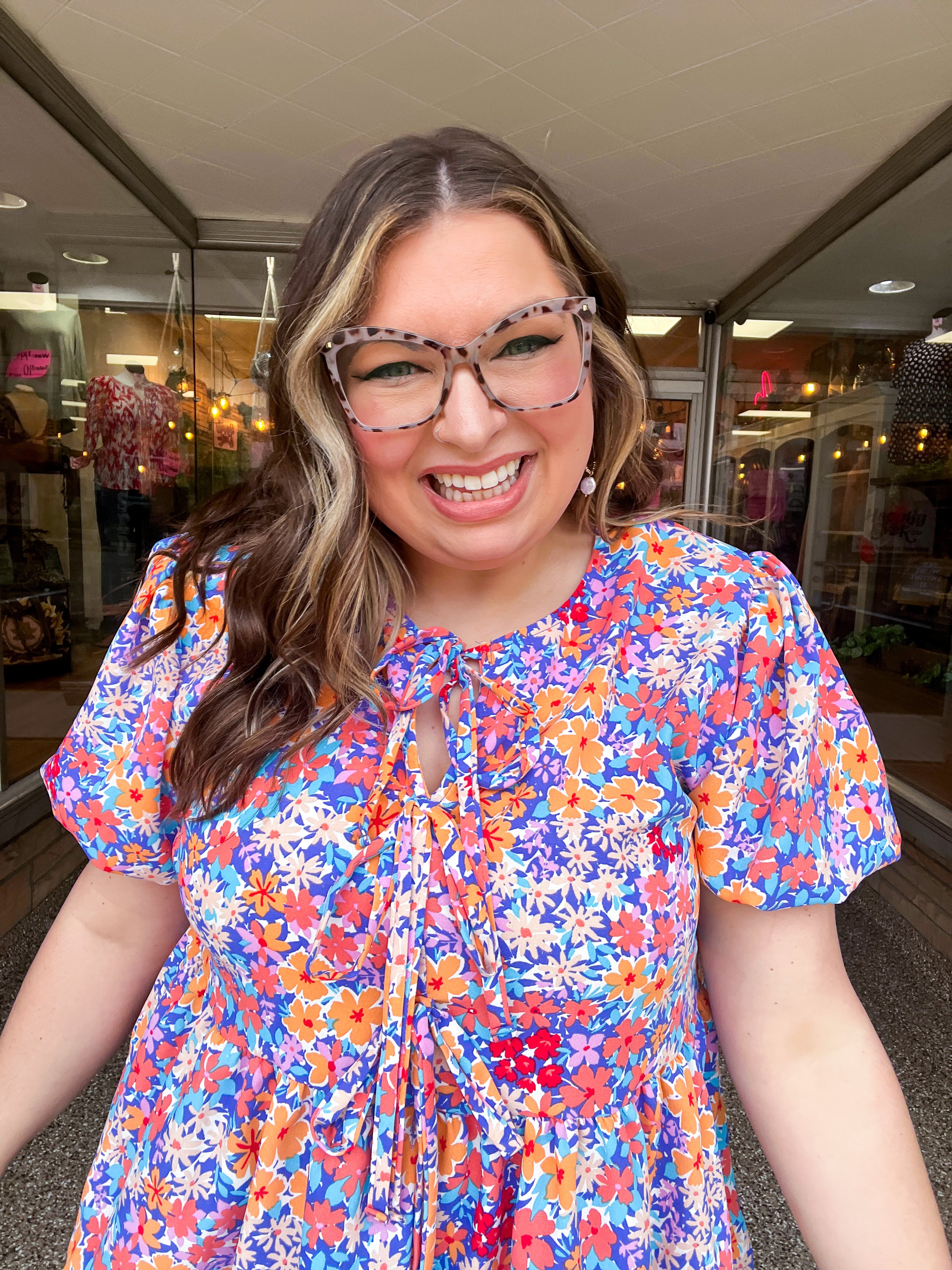 Sunset Petals Tie Blouse