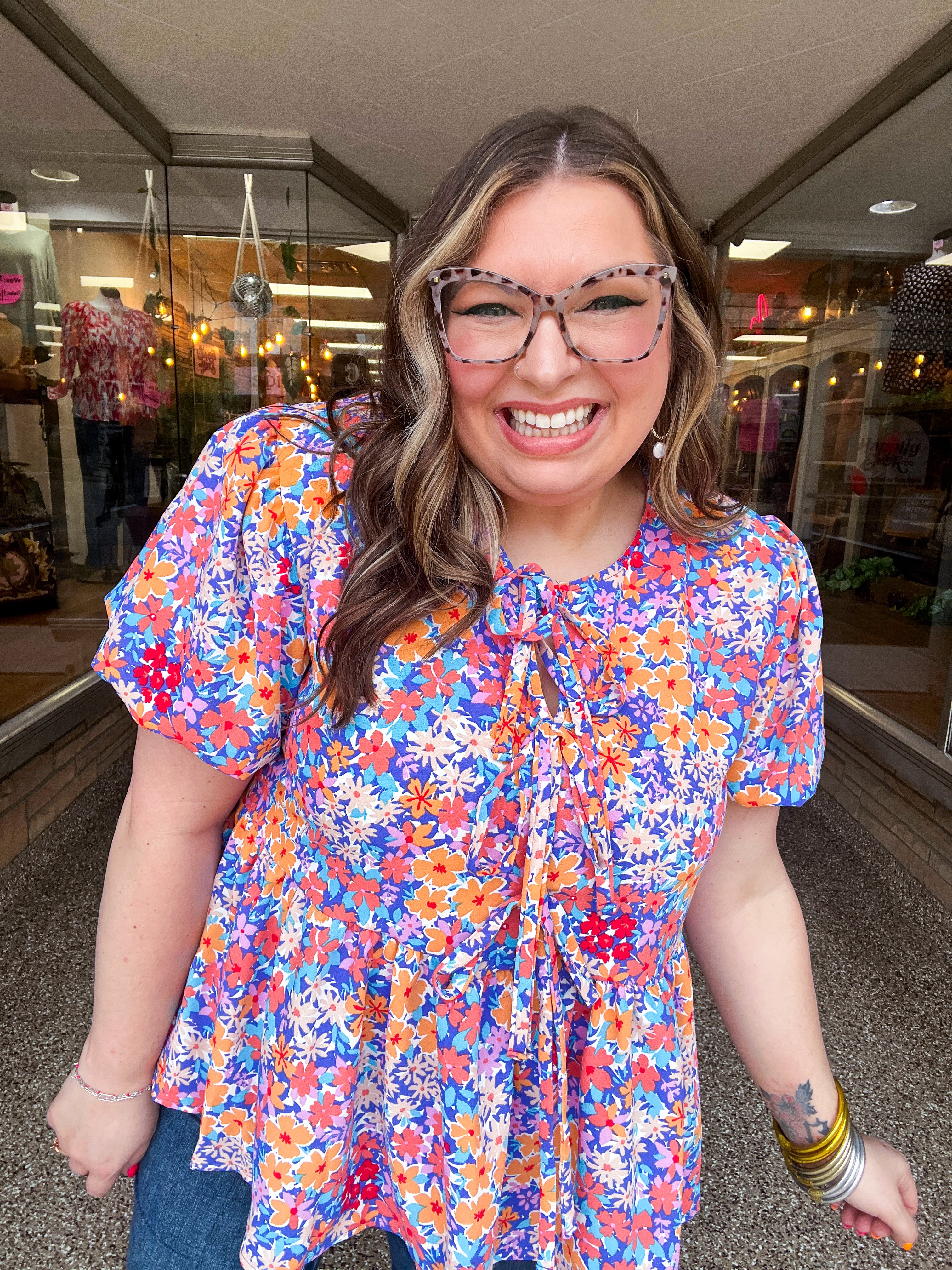 Sunset Petals Tie Blouse
