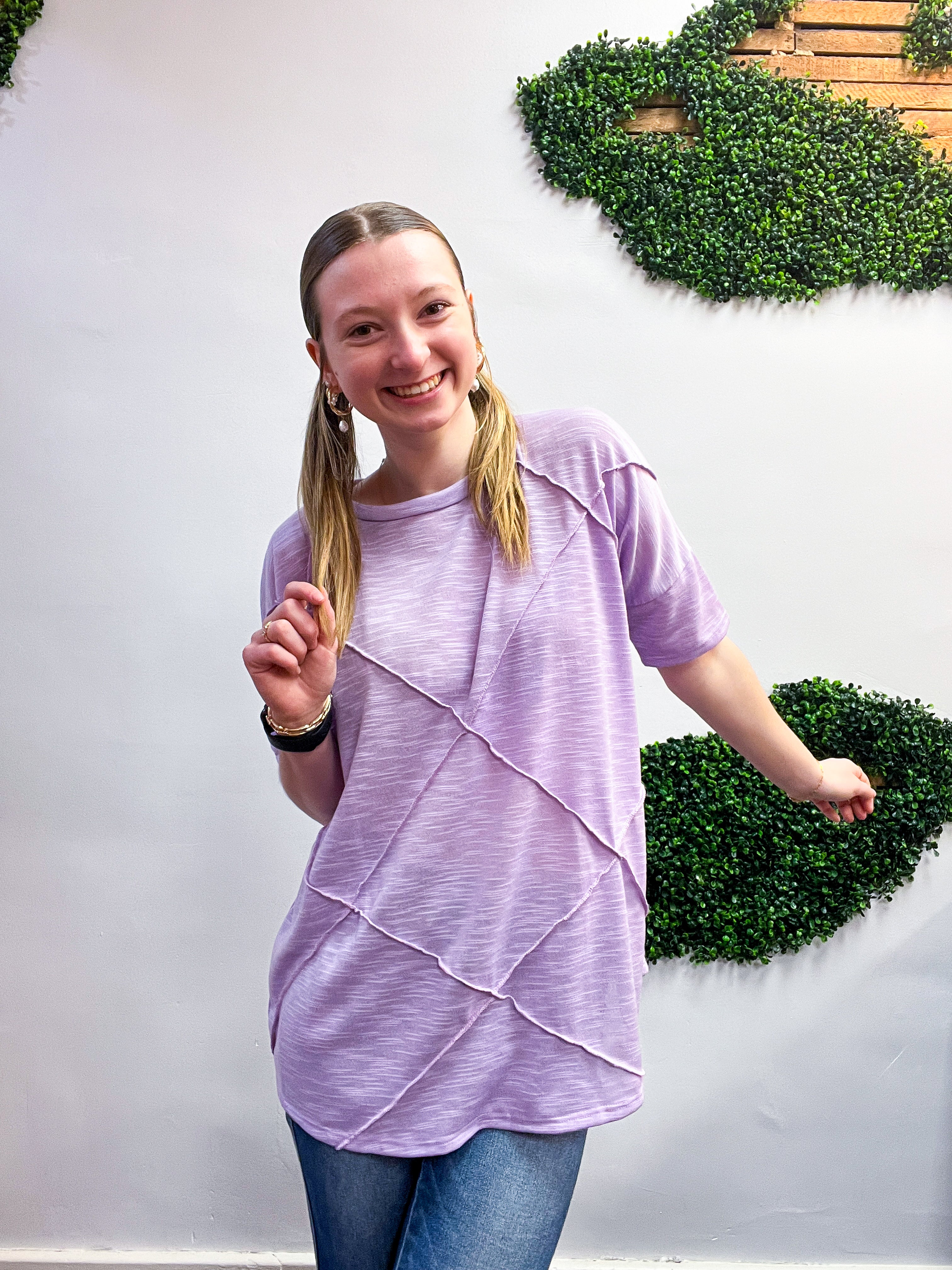 Cross-Stitch Comfort Top in Lavender