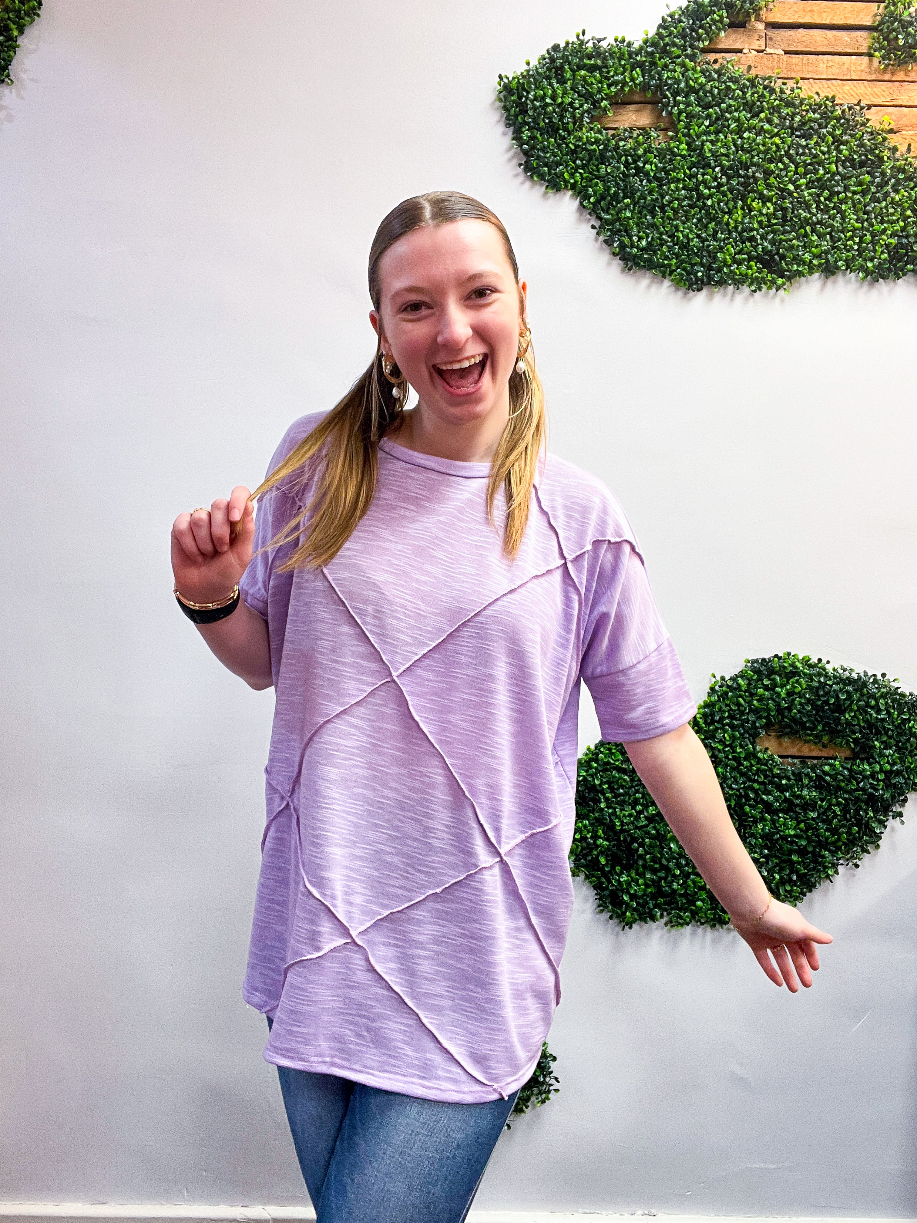 Cross-Stitch Comfort Top in Lavender