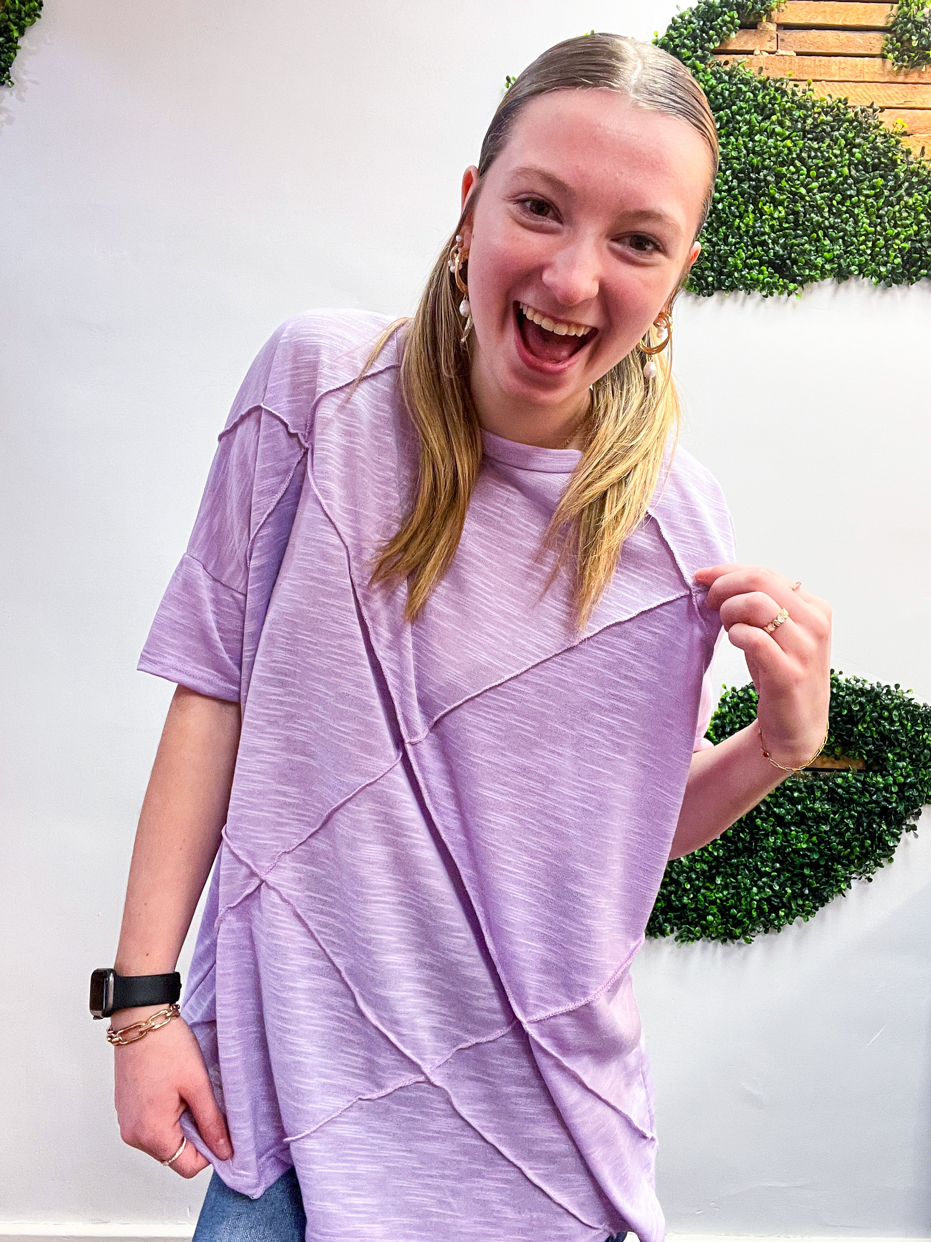 Cross-Stitch Comfort Top in Lavender