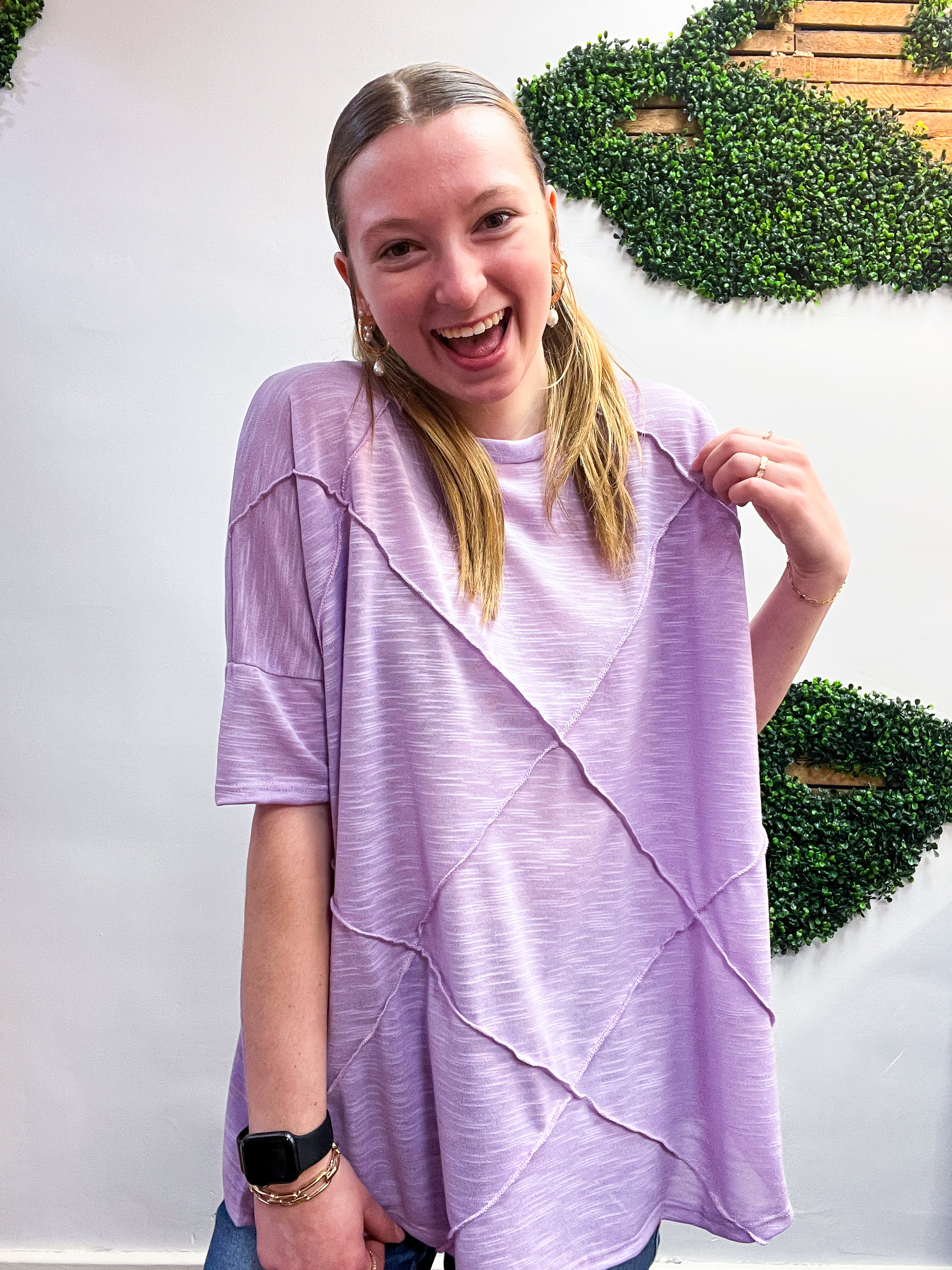 Cross-Stitch Comfort Top in Lavender