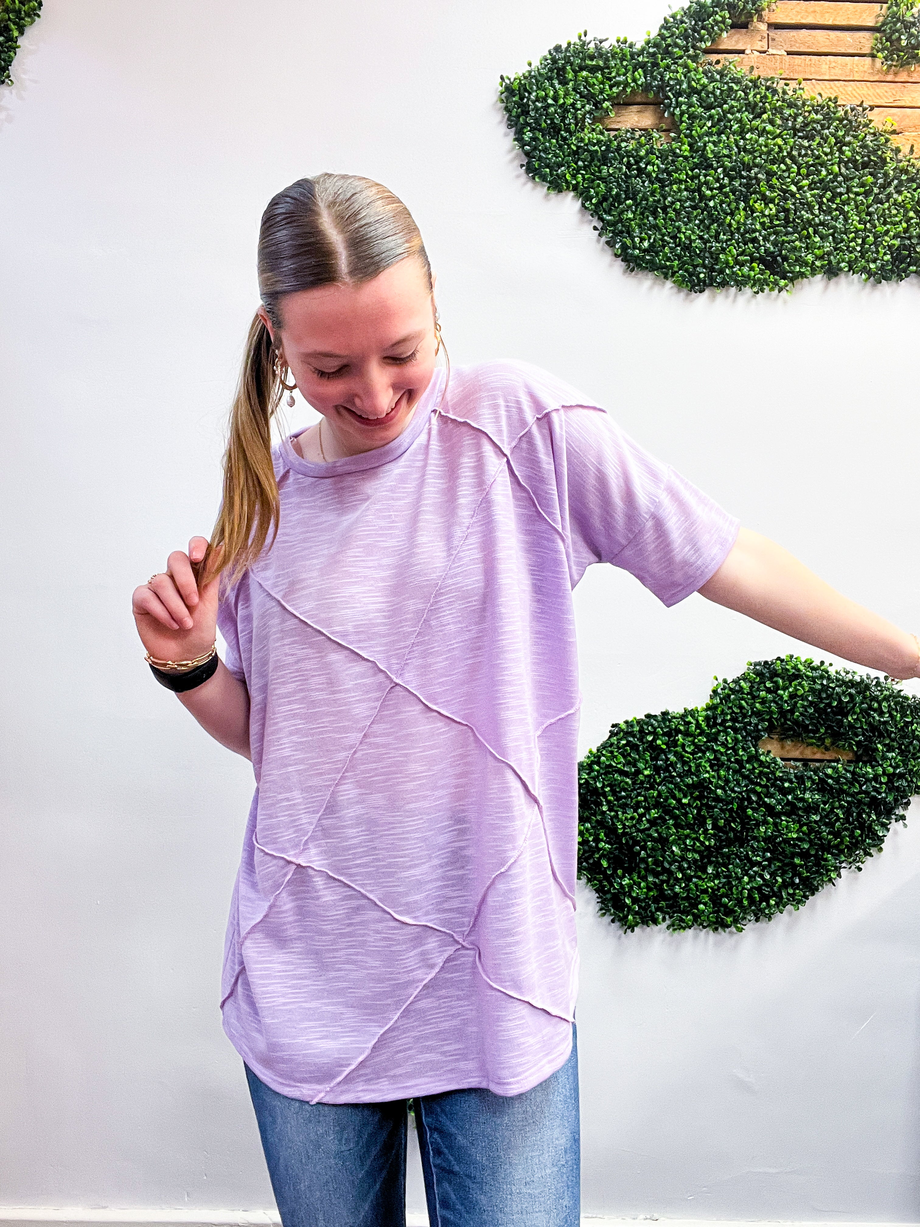 Cross-Stitch Comfort Top in Lavender