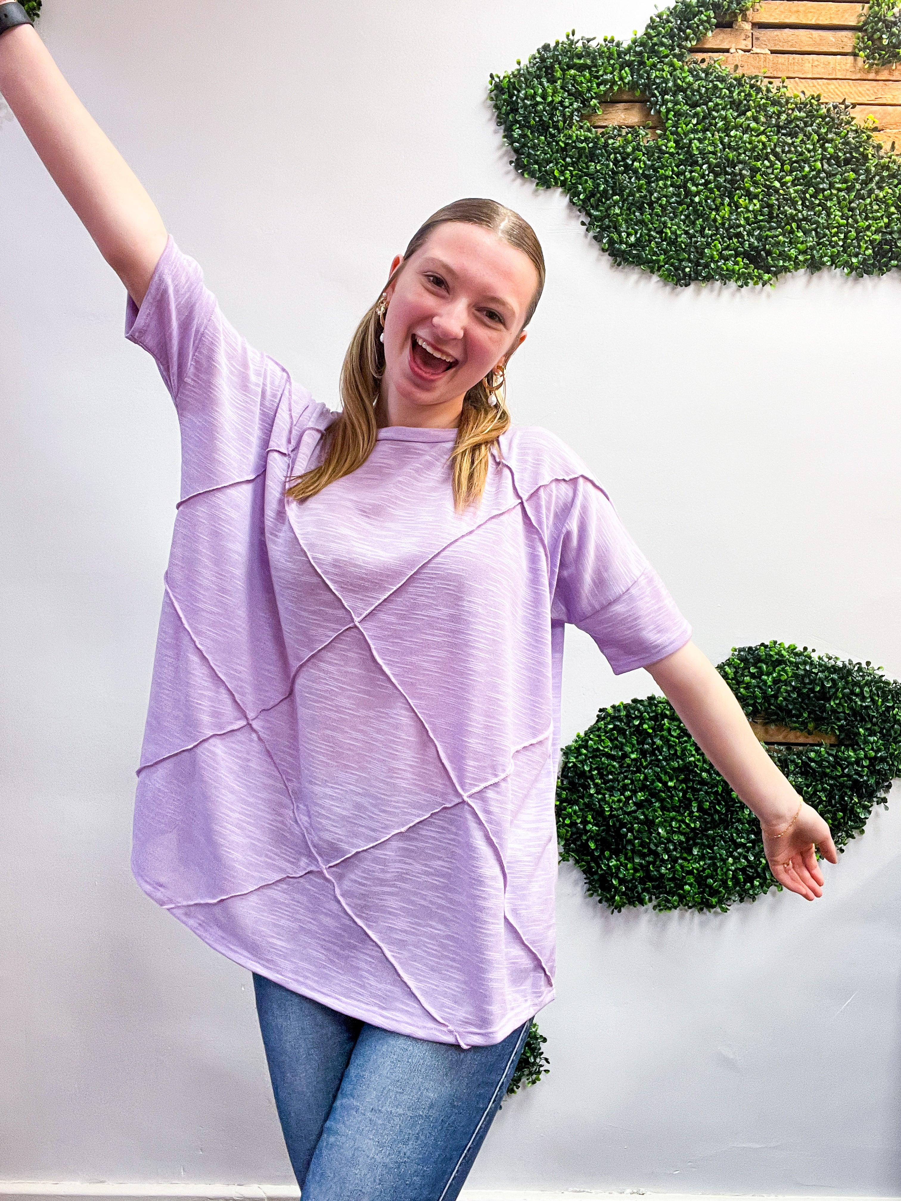 Cross-Stitch Comfort Top in Lavender