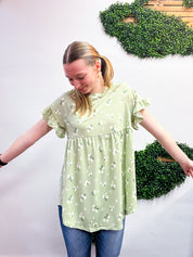 Spring Meadow Blooms Top in Sage