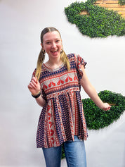 Wildflower Way Paisley Top in Navy