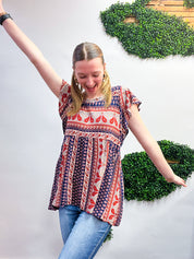Wildflower Way Paisley Top in Navy