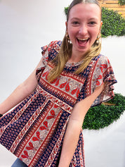 Wildflower Way Paisley Top in Navy