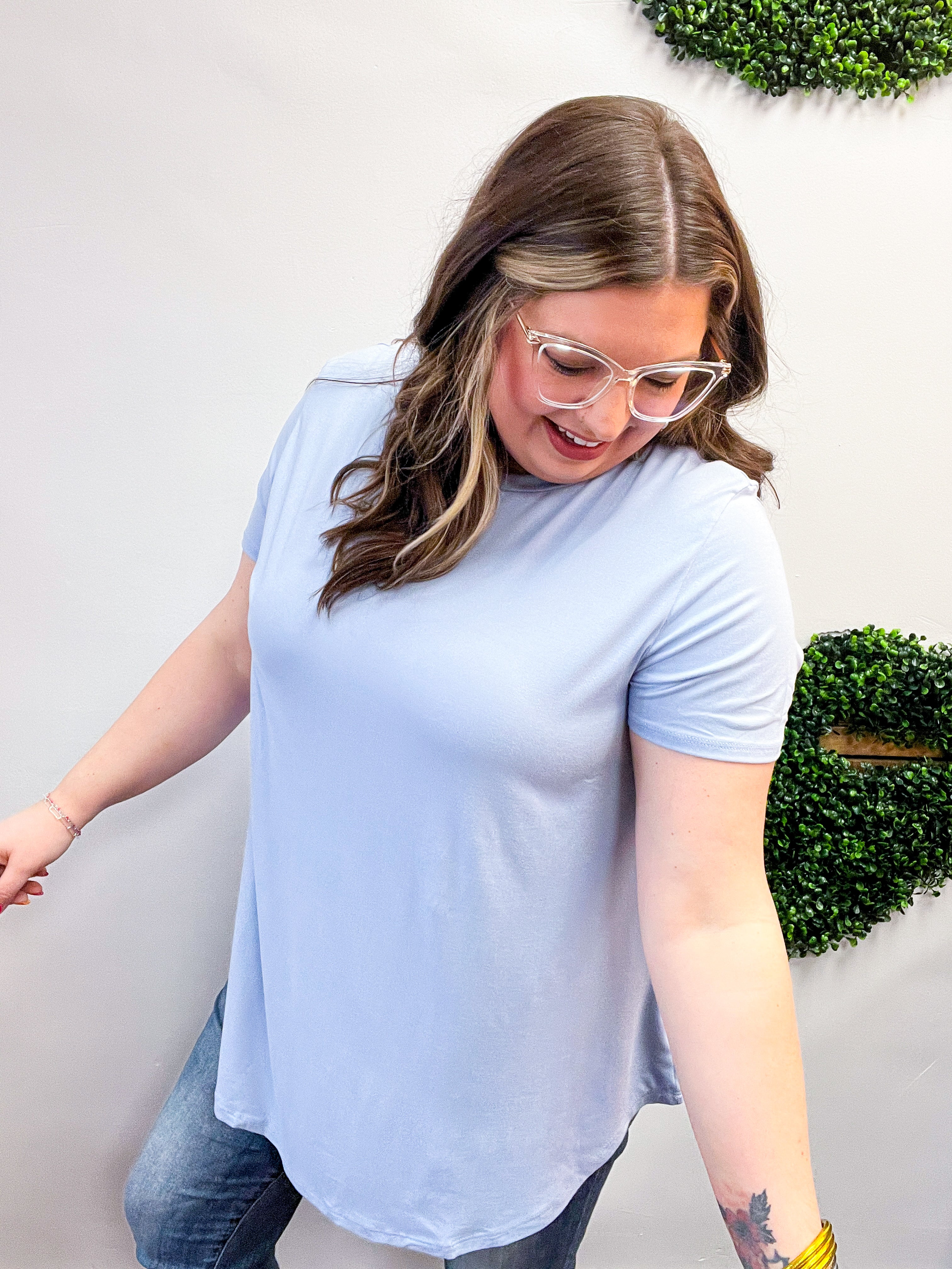 Butter Soft Bliss Tee in Powder Blue