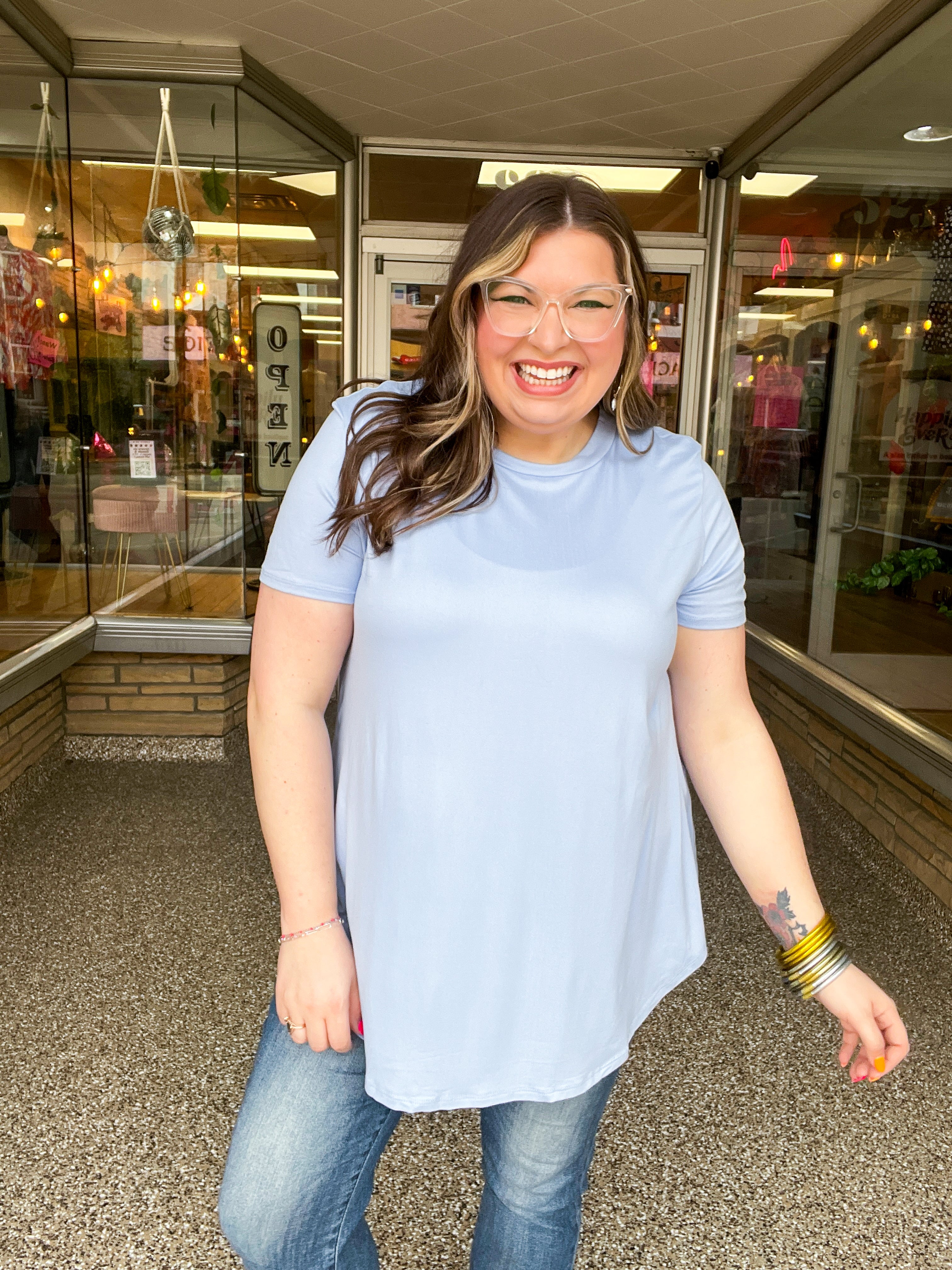 Butter Soft Bliss Tee in Powder Blue