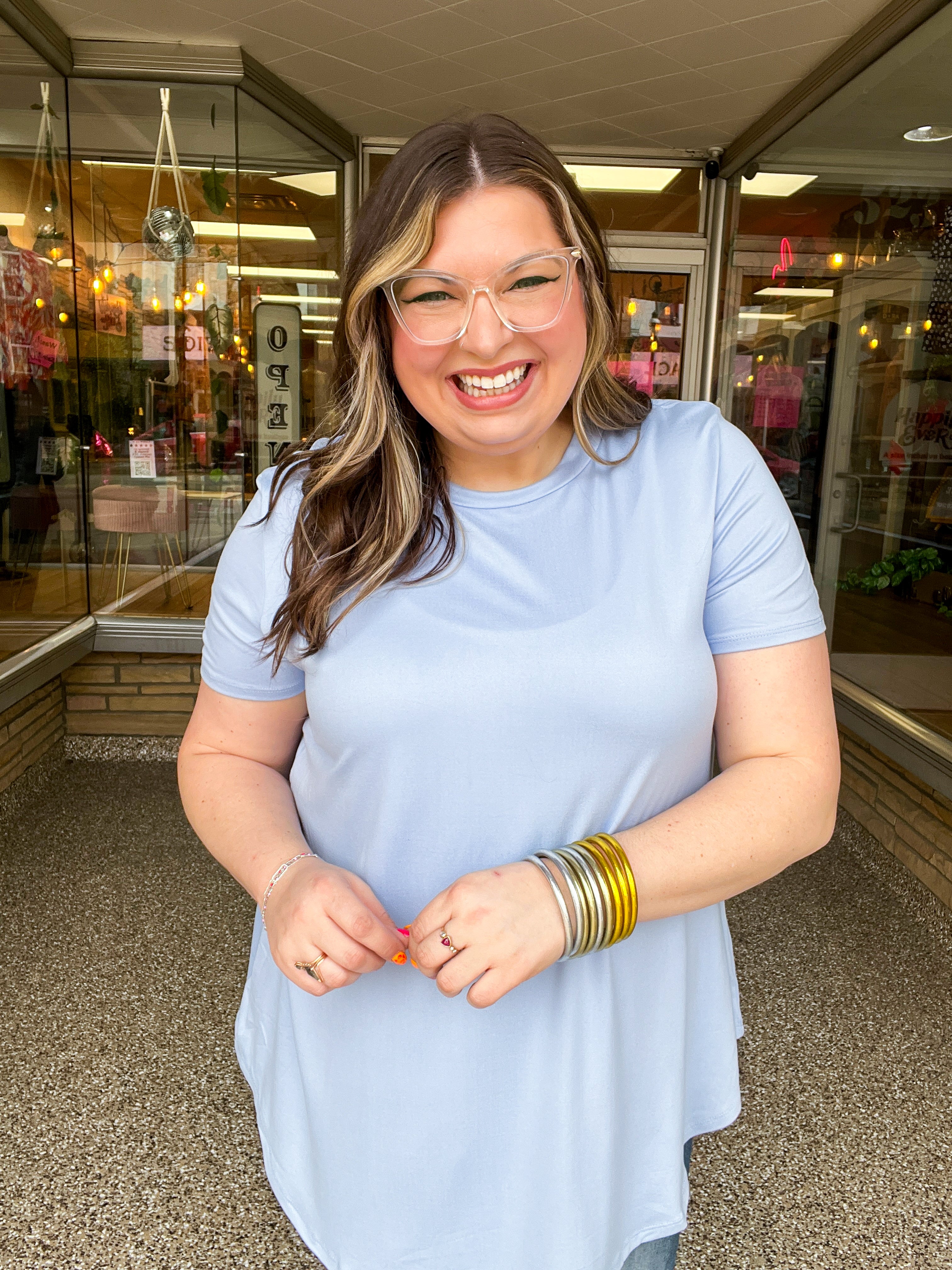 Butter Soft Bliss Tee in Powder Blue