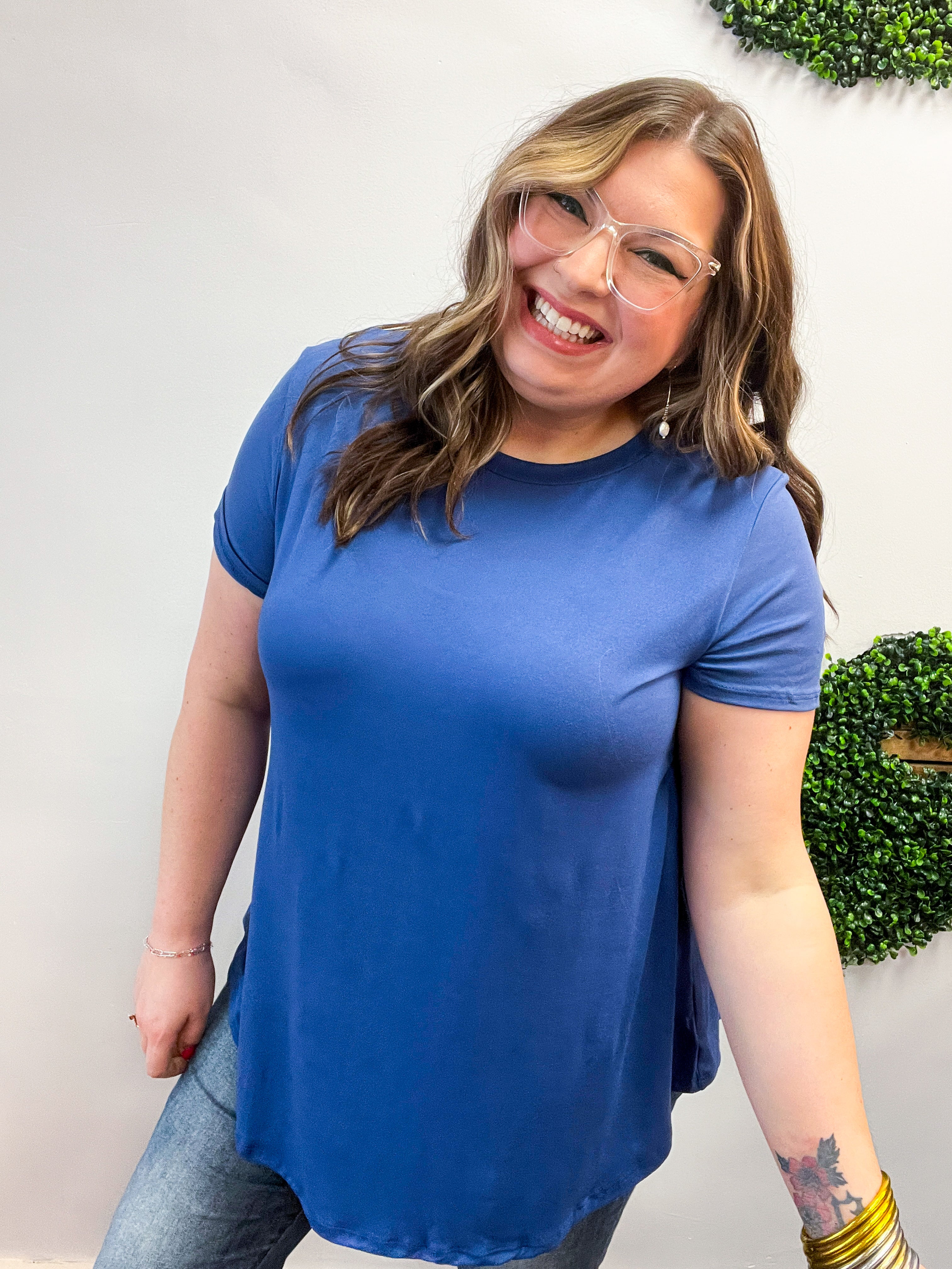 Butter Soft Bliss Tee in Denim Blue