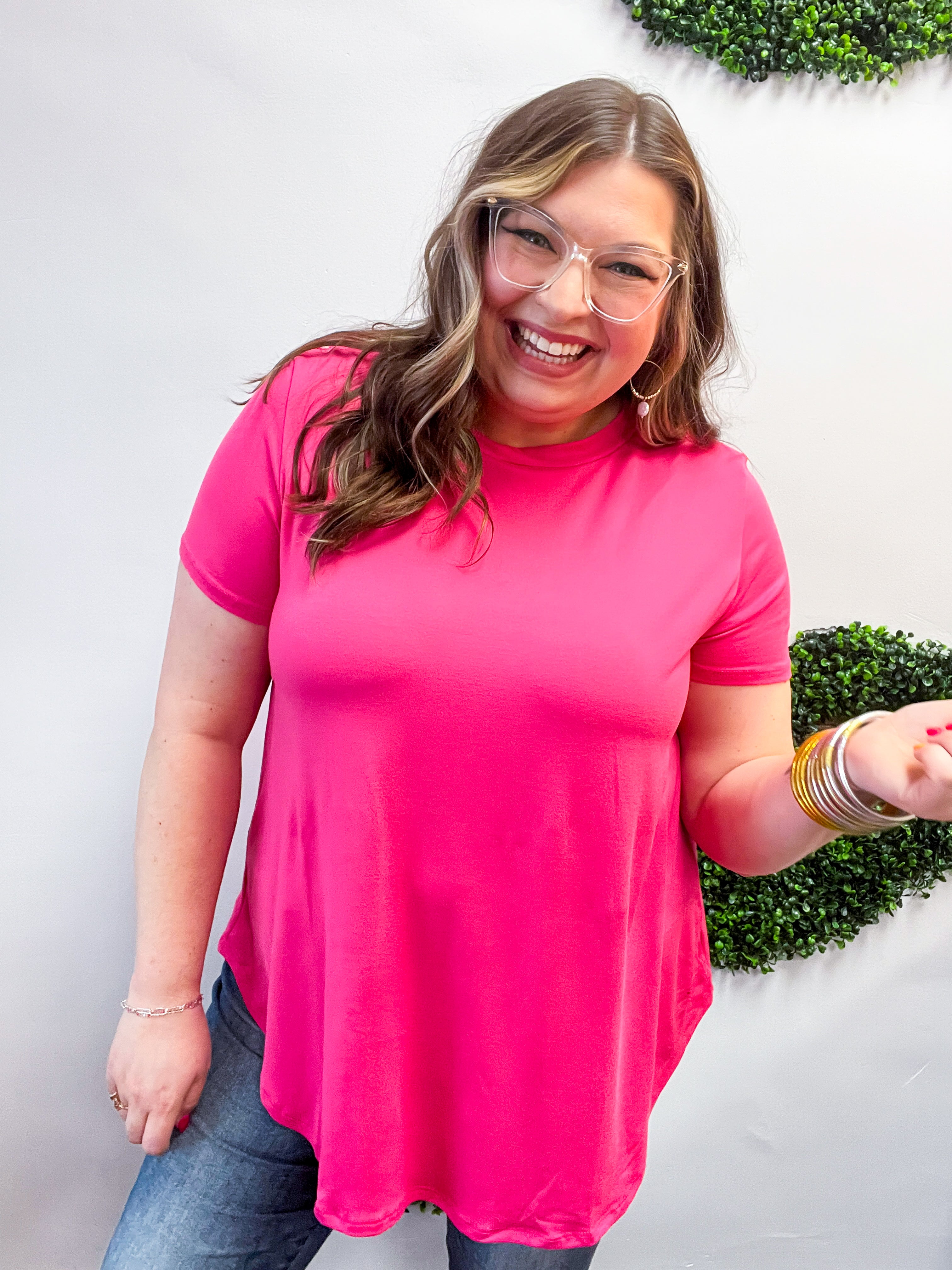 Butter Soft Bliss Tee in Fuchsia