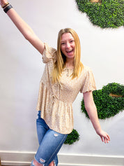 Ditzy Delight Tie Top in Taupe