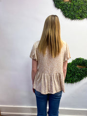 Ditzy Delight Tie Top in Taupe