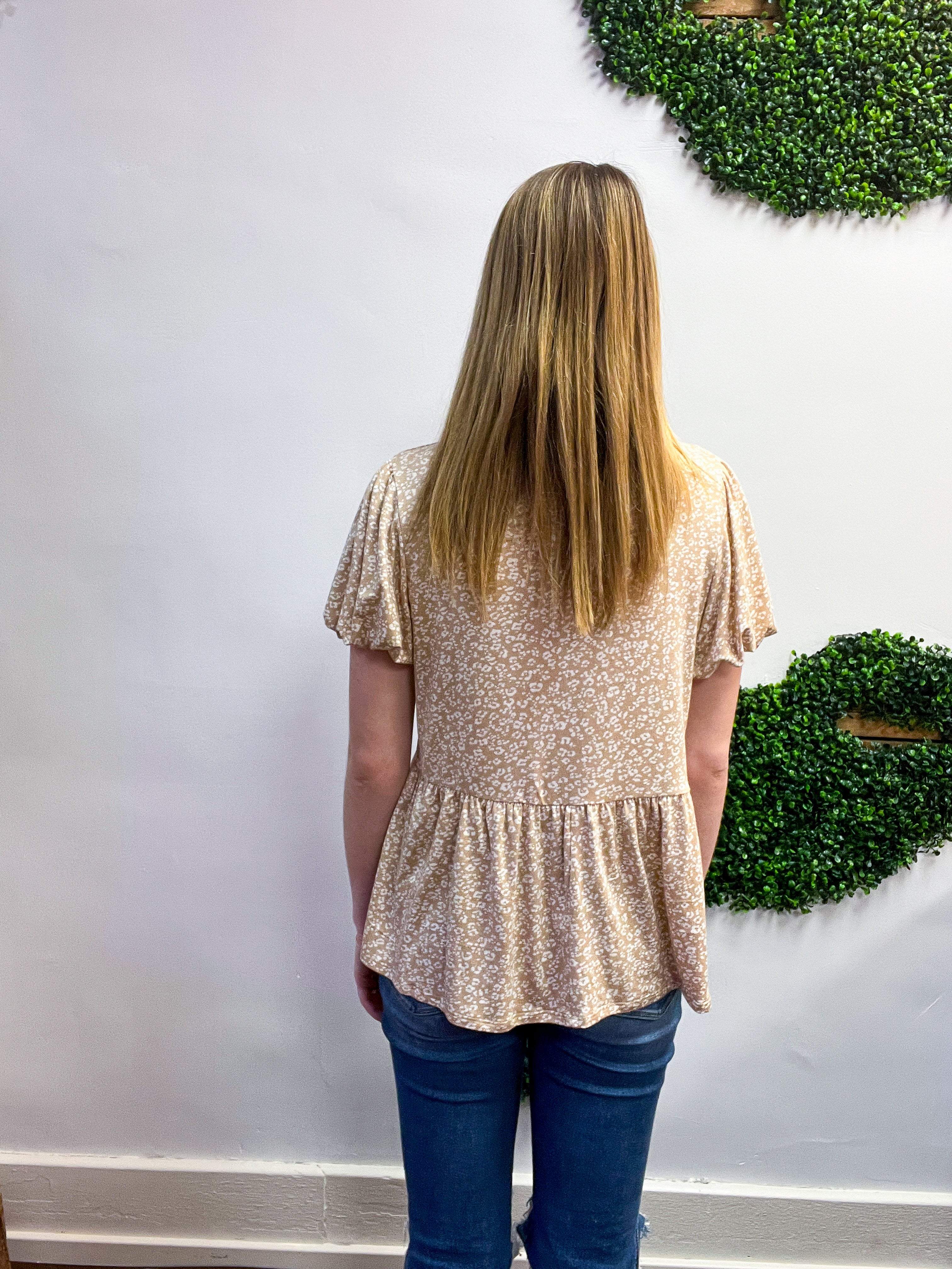 Ditzy Delight Tie Top in Taupe