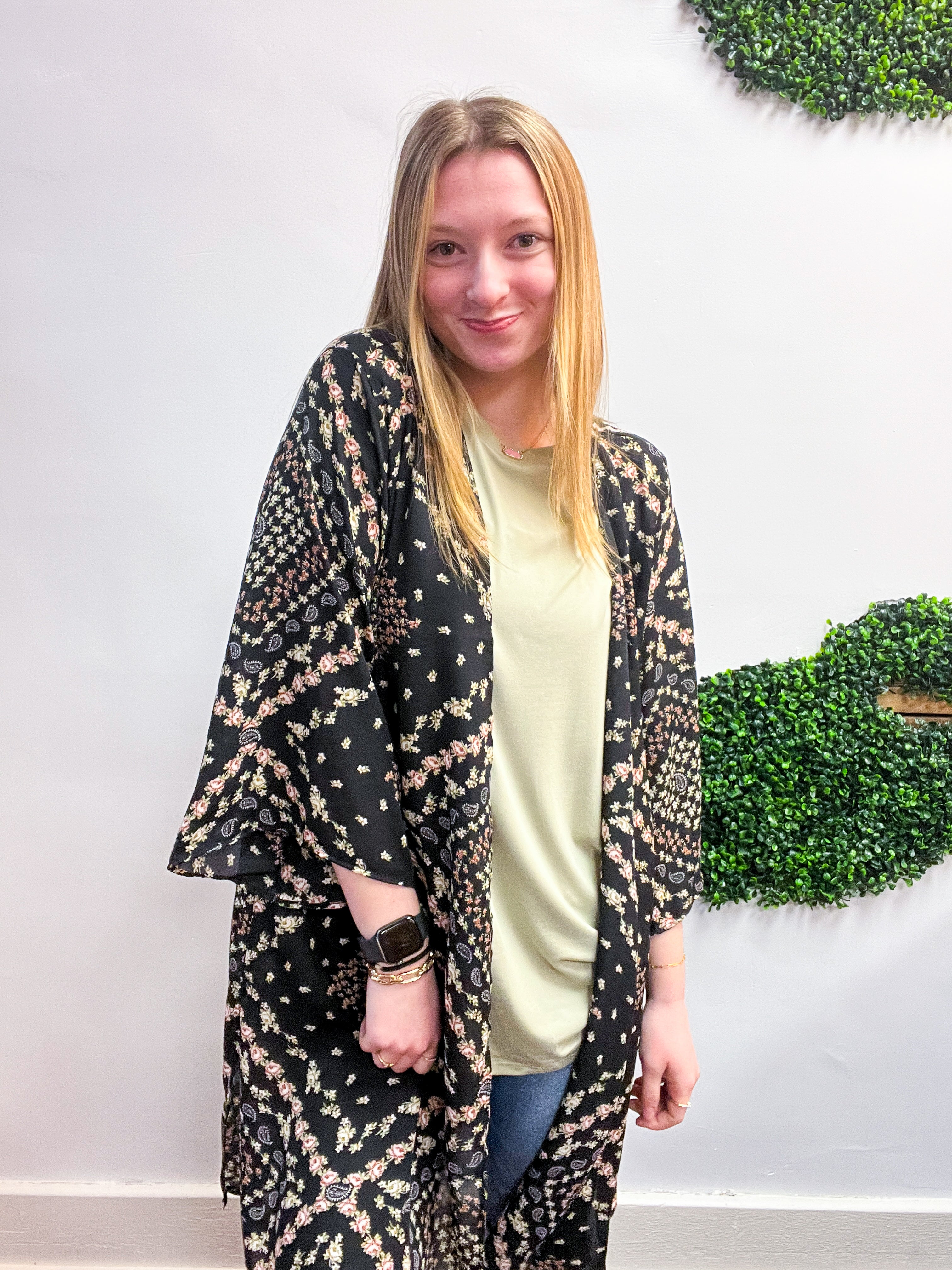 Country Charm Kimono in Black