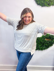 Spring Vibes Heather Gray Oversize Outseam Stitch Top