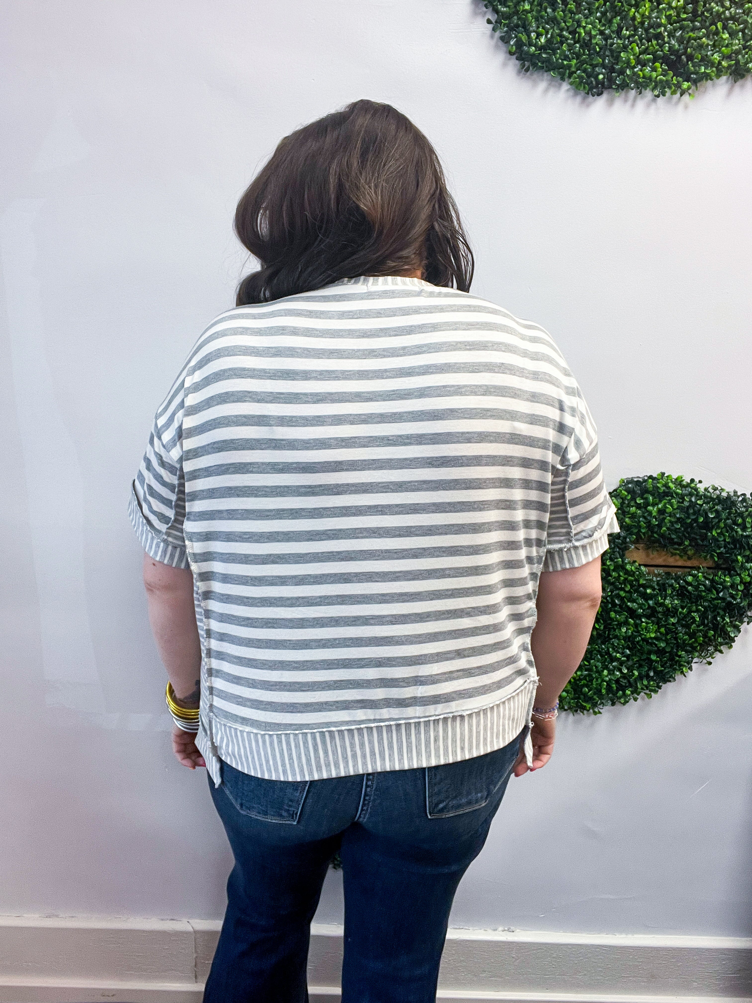 Spring Vibes Heather Gray Oversize Outseam Stitch Top