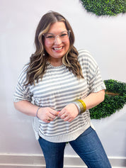 Spring Vibes Heather Gray Oversize Outseam Stitch Top