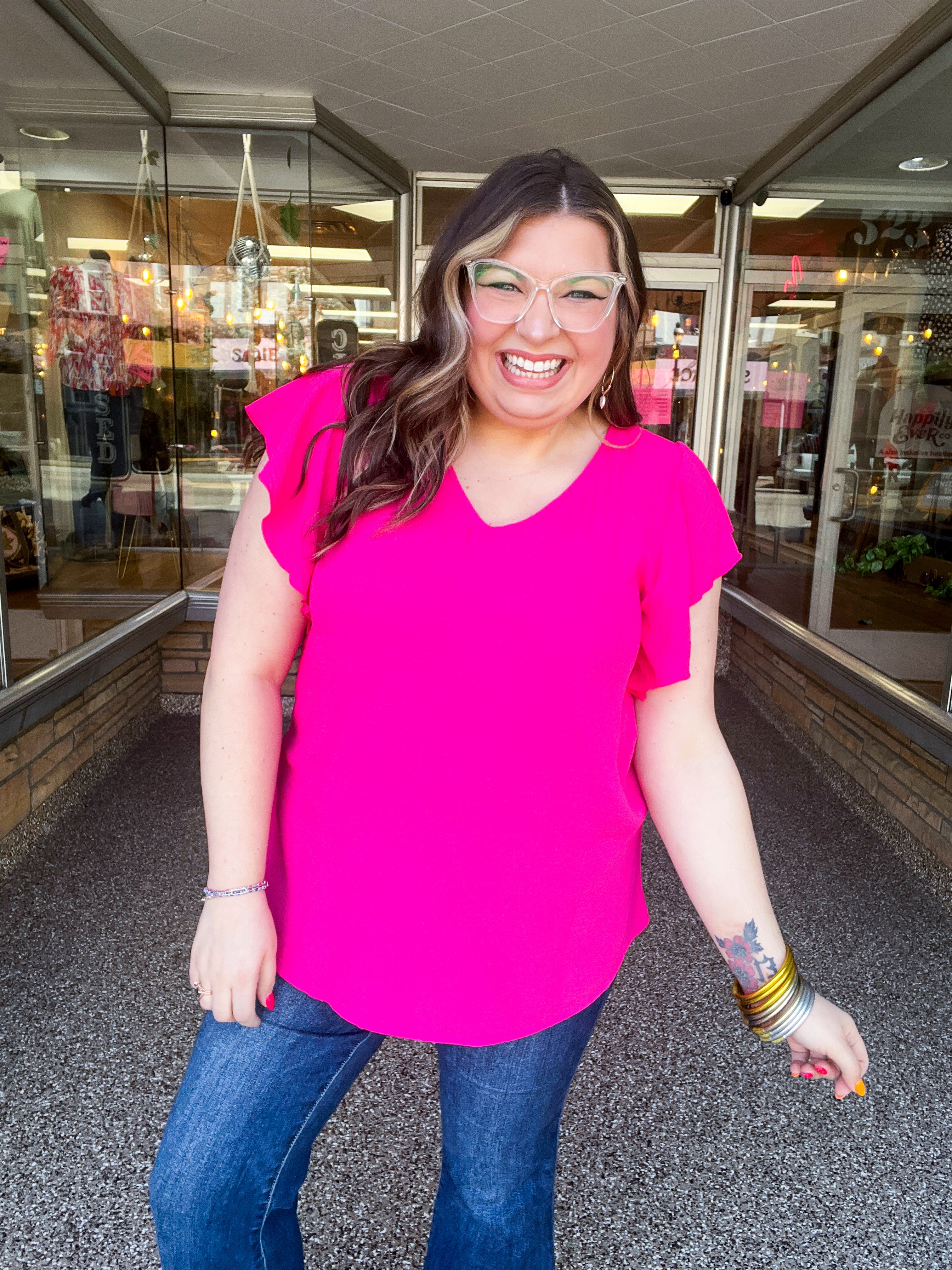 Pink Pop Flutter Top