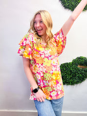 Groovy Garden Top in Fuchsia