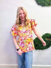 Groovy Garden Top in Fuchsia