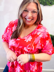 Petal Splash Babydoll Top in Pink