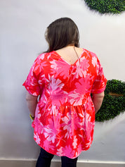 Petal Splash Babydoll Top in Pink