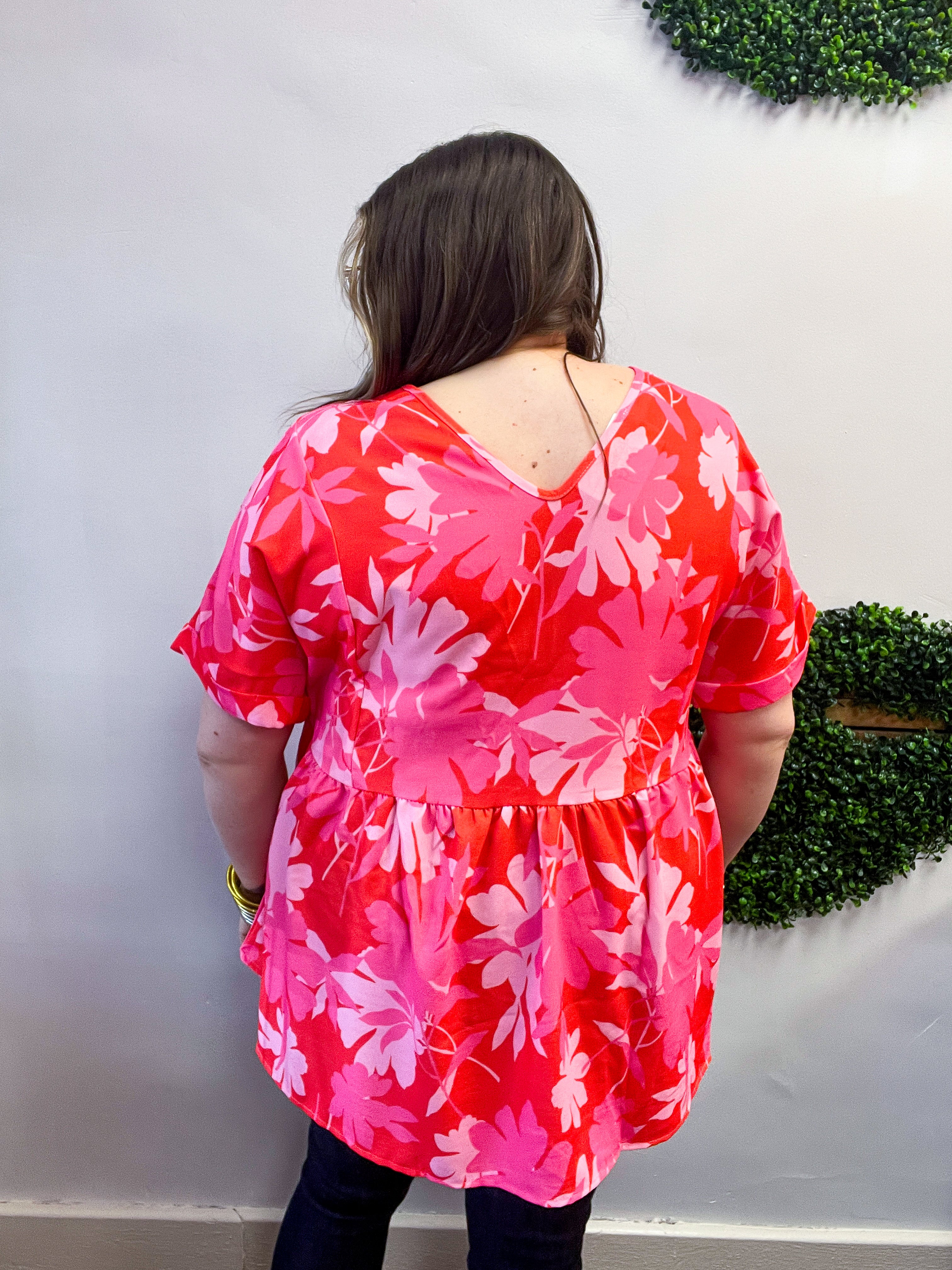 Petal Splash Babydoll Top in Pink