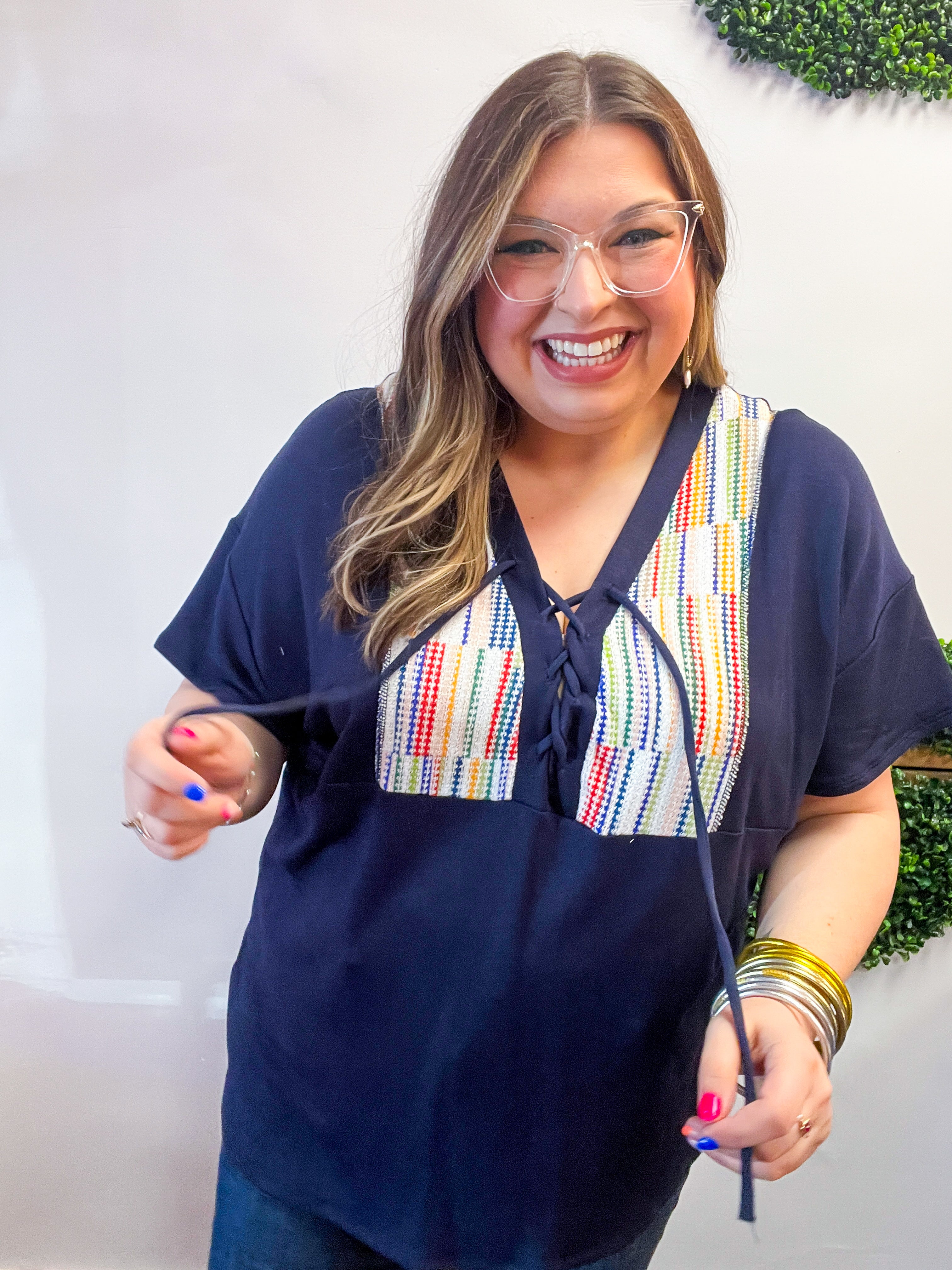 Threaded Charm Top in Navy